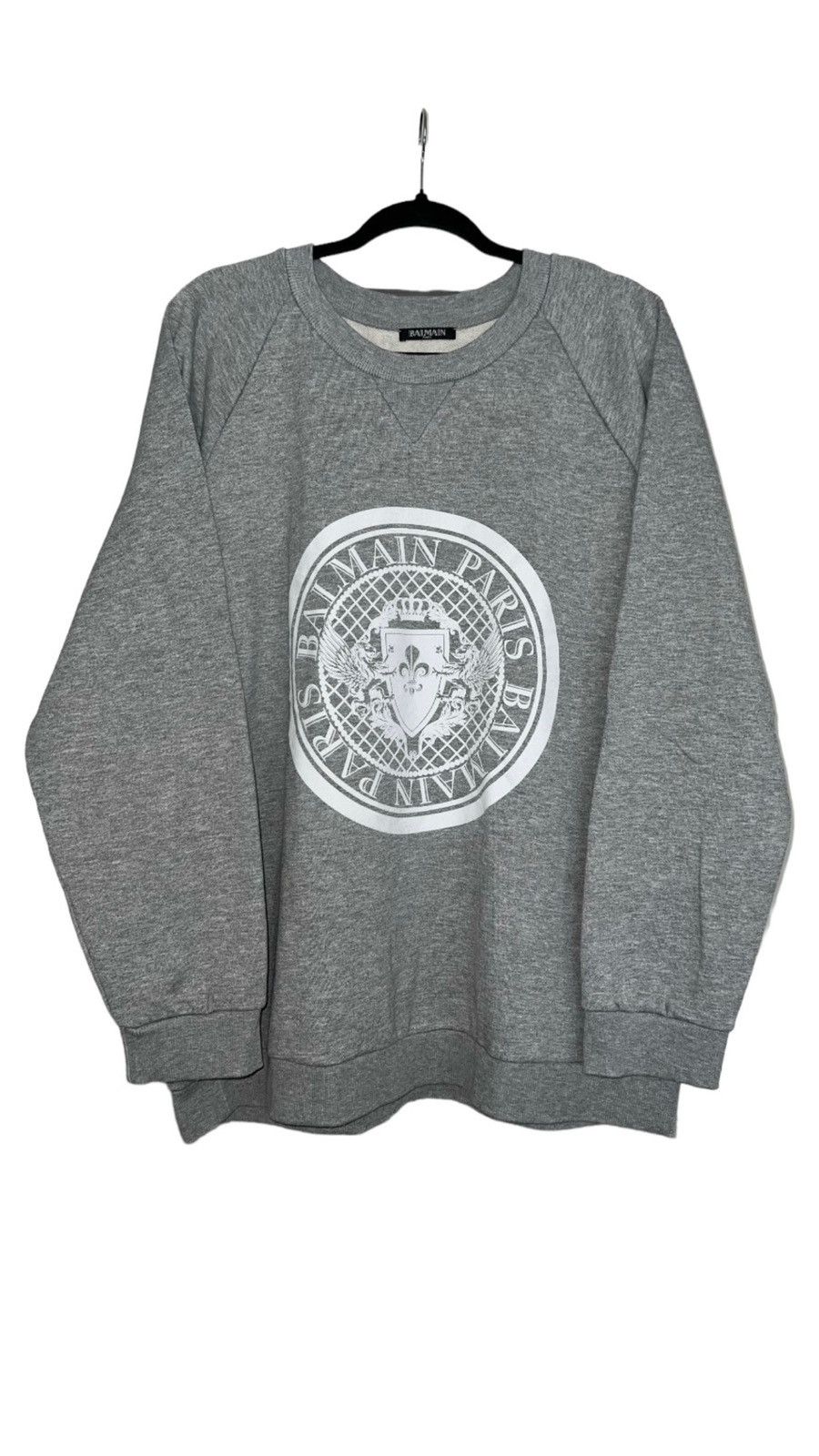 image of Balmain Paris Crewneck Medalion Luxury in Grey, Men's (Size XL)