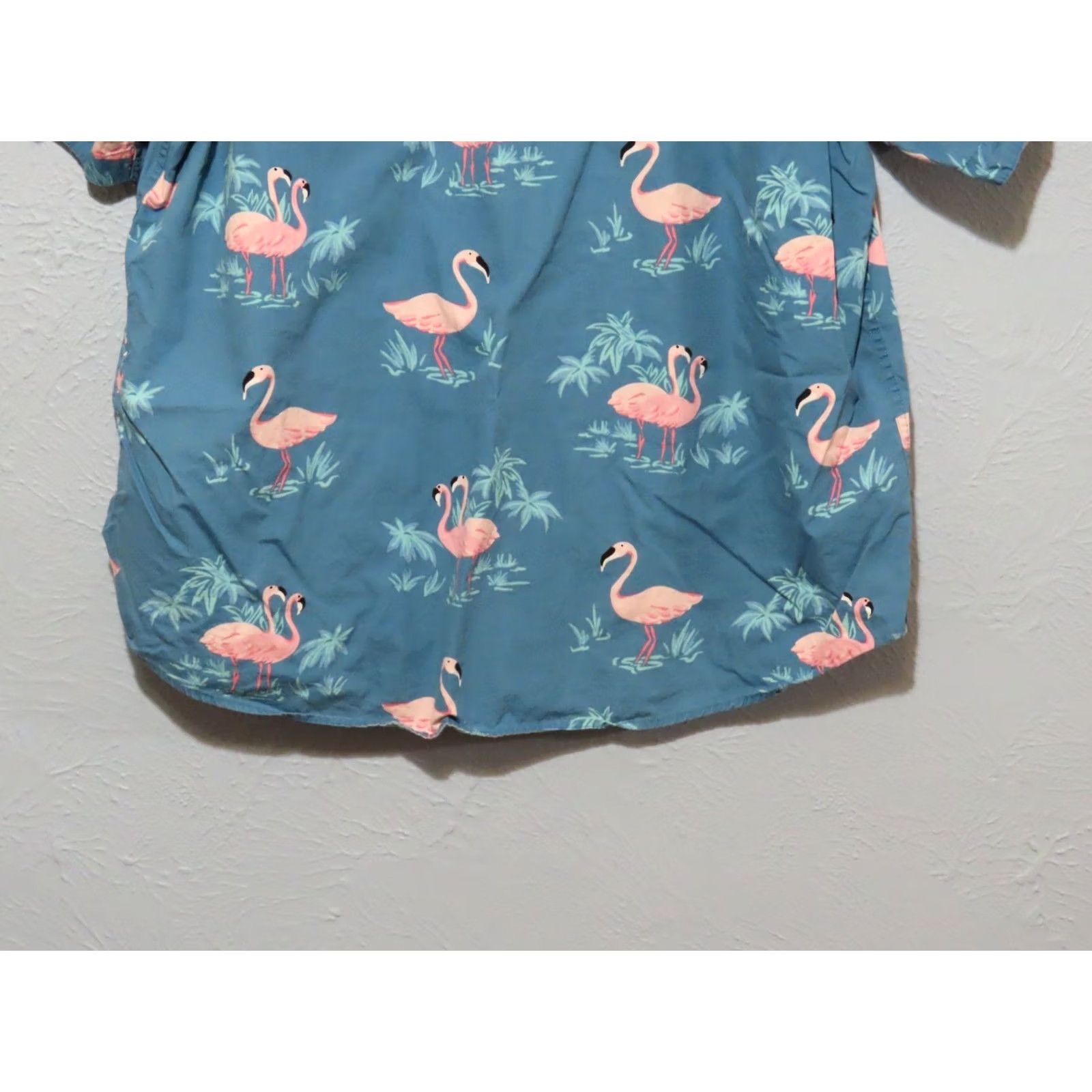 Vintage Rugby University Button-Up Shirt XL Adult Men Pink Flamingo Hawaiian Camp Casual Short Sleeve Blue 100% Cotton Button-Down Collar Size US XL / EU 56 / 4 - 7 Thumbnail