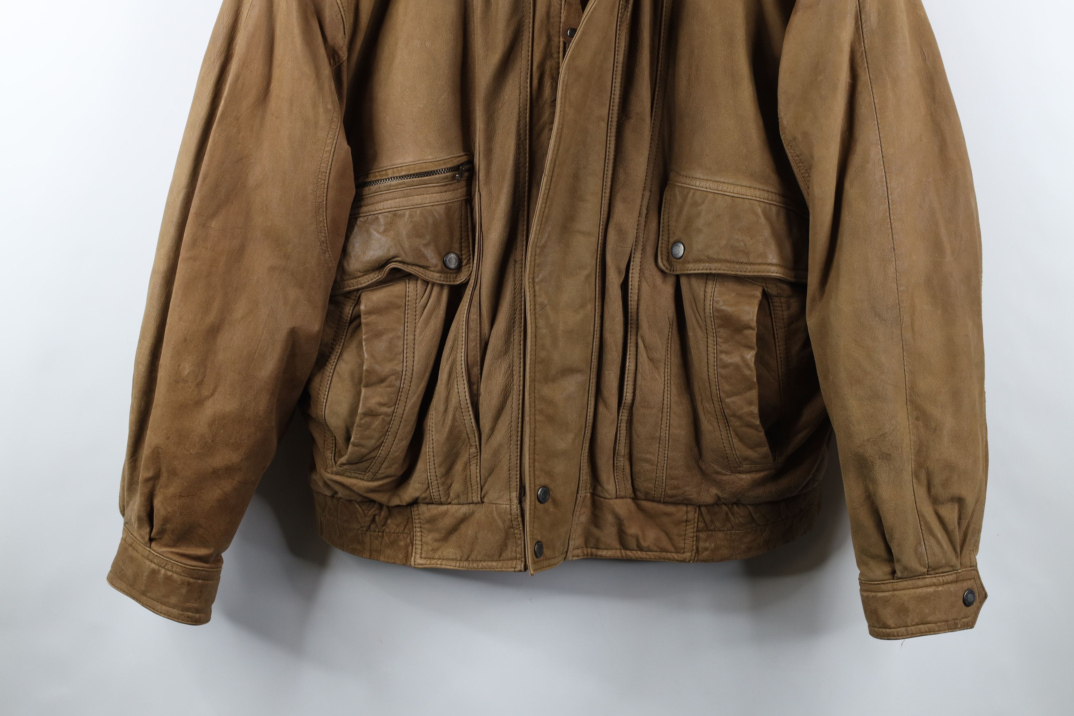 Vintage Vintage 90s Streetwear Leather Full Zip Flight Bomber Jacket Size US XL / EU 56 / 4 - 3 Thumbnail