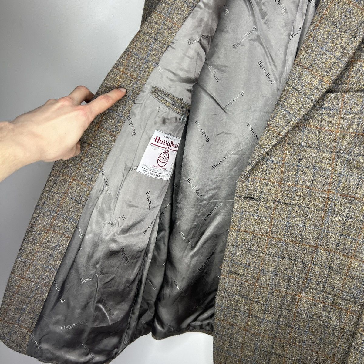 Harris Tweed Vtg Harris Tweed Grey Coat WOOL Jacket Blazer 44 R Size 44R - 5 Thumbnail