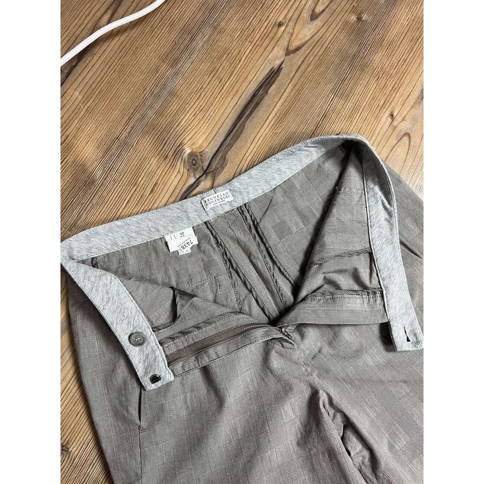 Brunello Cucinelli Brunello Cucinelli Women`s Gray Checked Straight Pants Size Size 27" / US 4 / IT 40 - 12 Thumbnail
