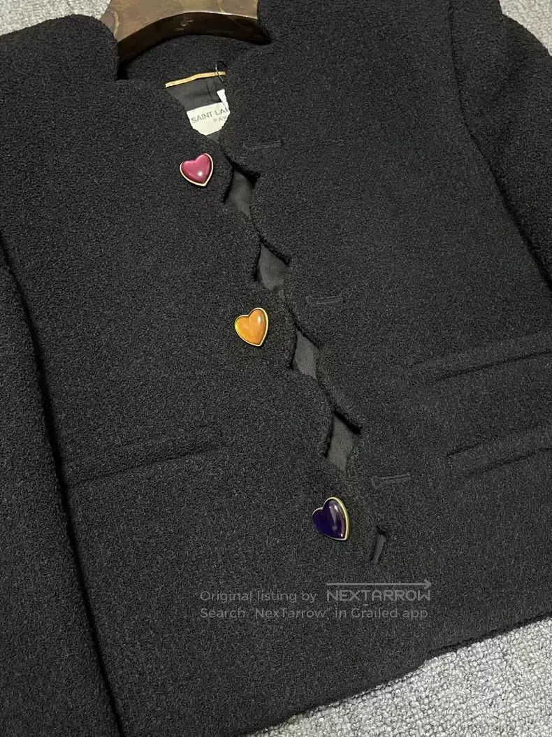 Saint Laurent Paris Saint Laurent Paris Black Short Wool Jacket with Heart But Size XS / US 0-2 / IT 36-38 - 5 Thumbnail