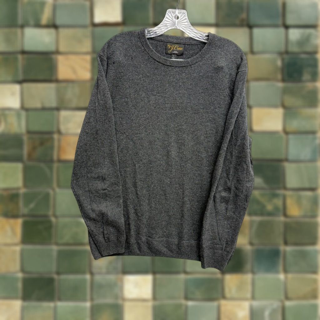 J.CREW Sweater Mens Large Gray Cashmere Pullover Knit Crew Neck Casual All Seasons Classic Preppy Vintage No