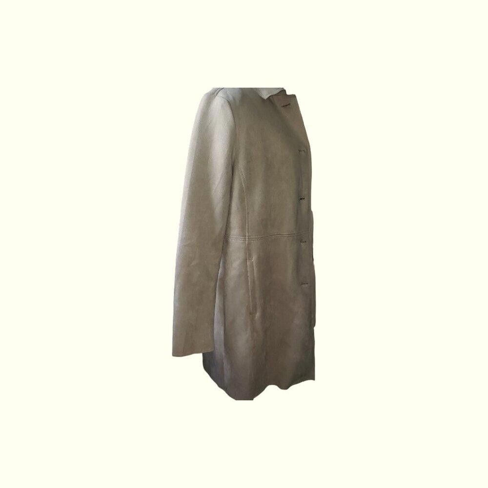 Designer CT1624 Tahari Faux Suede Button Down Jacket with Pockets Size L / US 10 / IT 46 - 2 Thumbnail