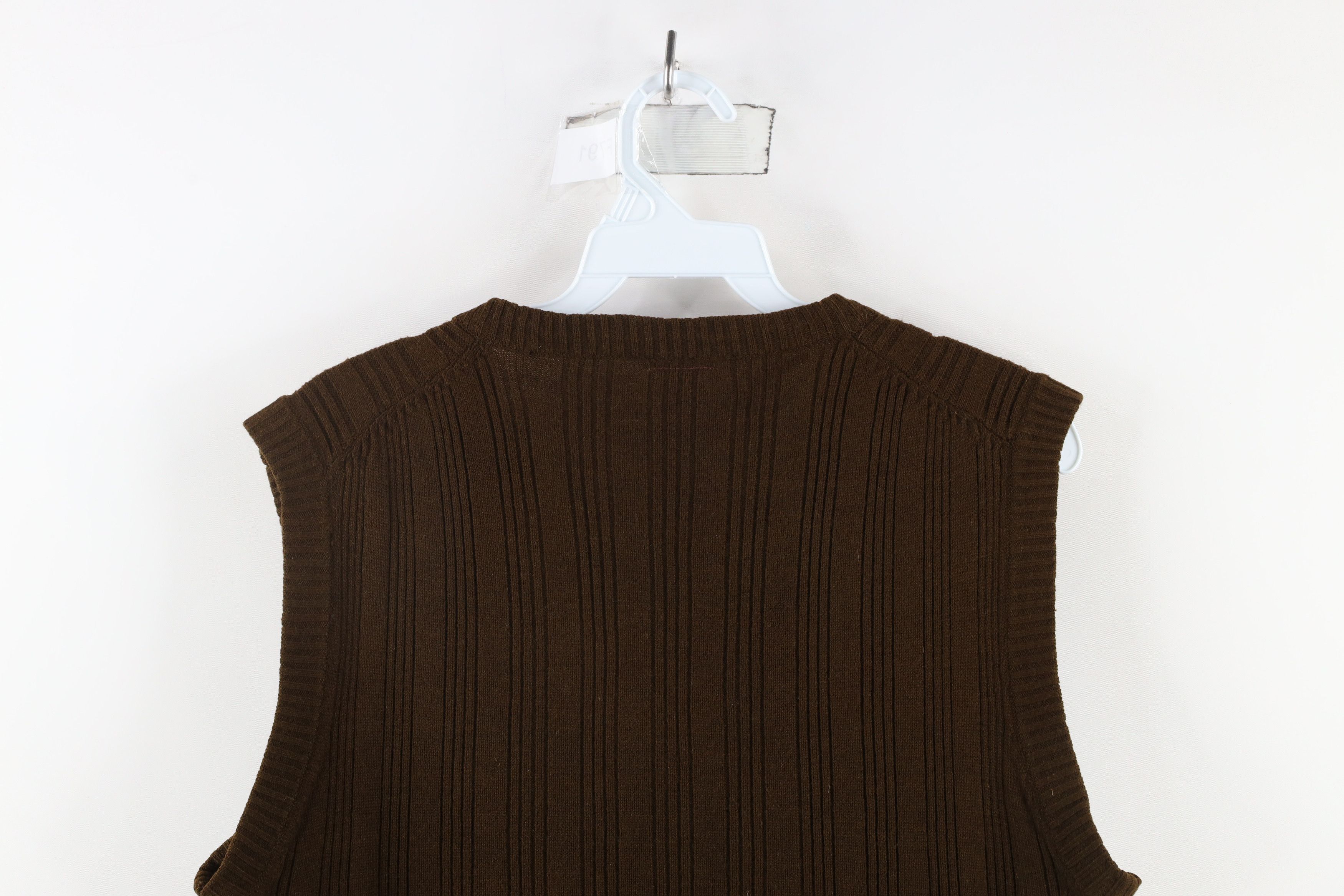 Vintage Vintage 70s Streetwear Ribbed Knit V-Neck Sweater Vest Brown Size L / US 10 / IT 46 - 6 Thumbnail