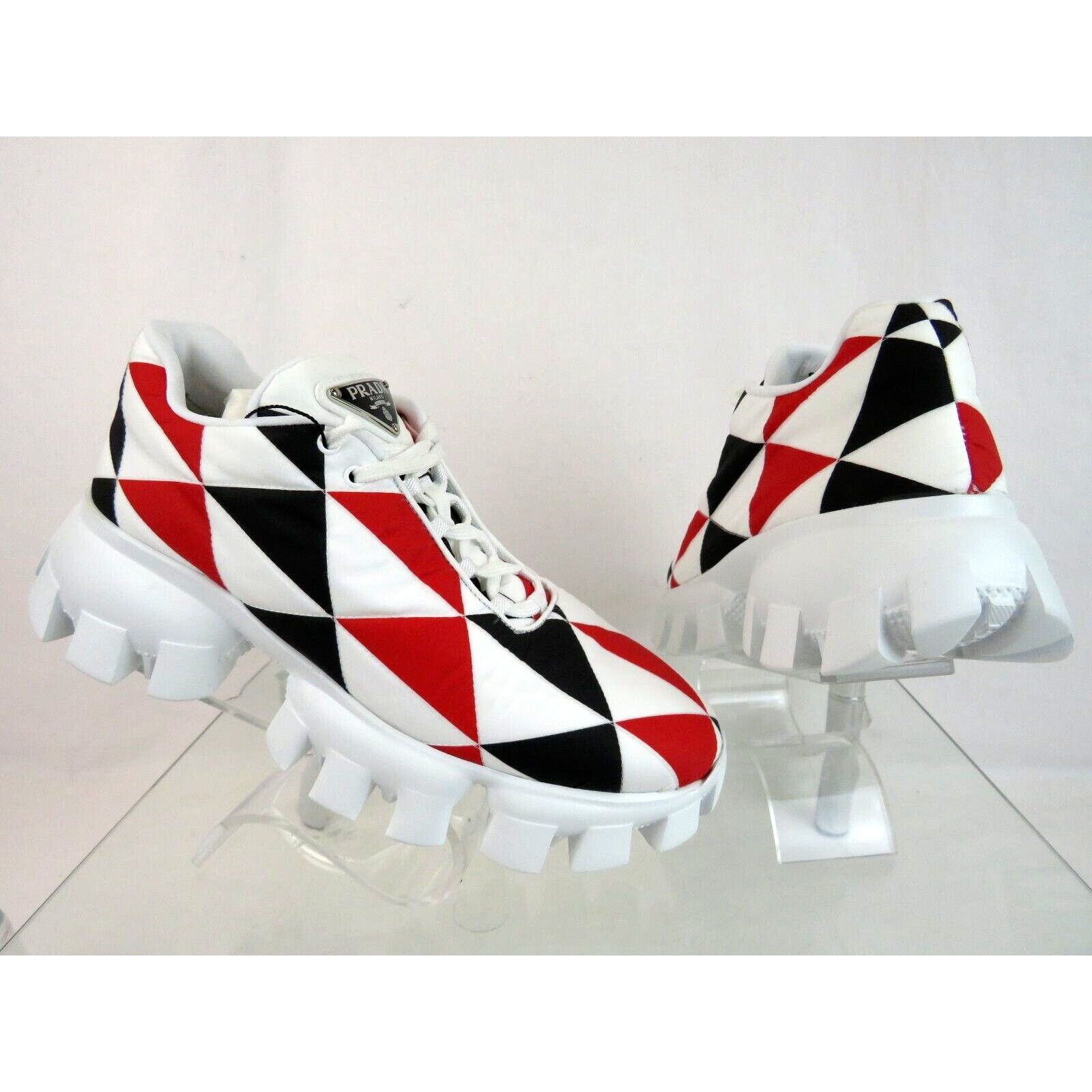 Prada 1E863M WHITE BLACK RED NYLON LOGO THUNDER CHUNKY SNEAKERS 38 Size US 8 / IT 38 - 10 Thumbnail