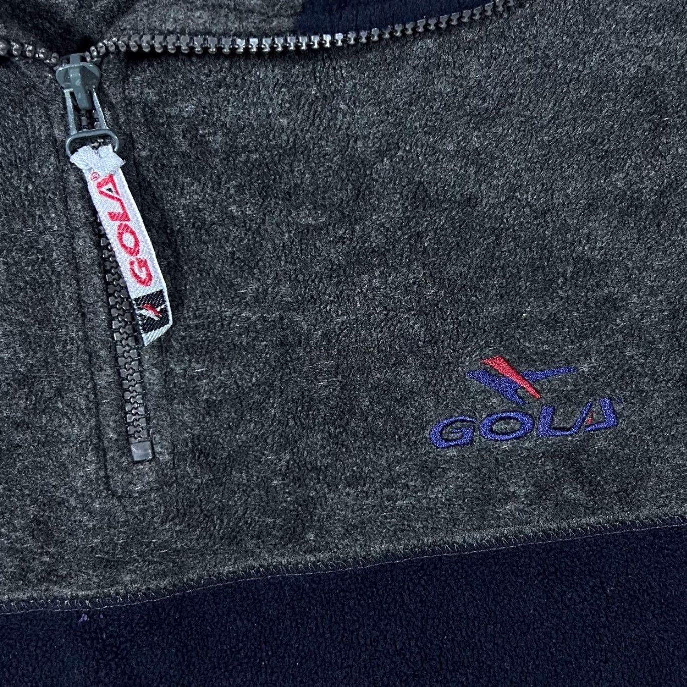 Gola VINTAGE Gola Mini Logo Dark Grey Navy Blue 1/4 Zip Pullover Fleece Sweatshirt XL Mens Pullover 1/4 Zip Grey/Navy Blue Size US XL / EU 56 / 4 - 3 Thumbnail