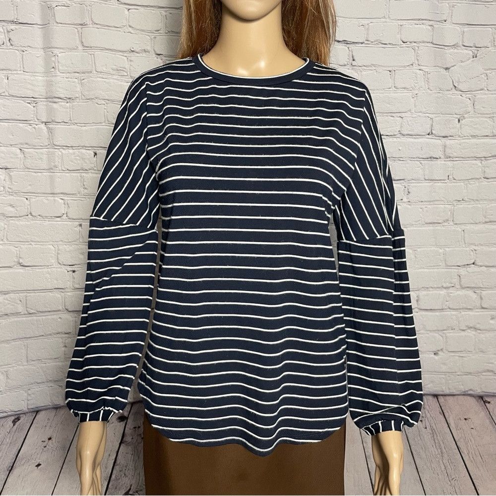Juicy Couture Juicy Couture Navy Striped Drop Shoulder Long Balloon Sleev Size XS / US 0-2 / IT 36-38 - 2 Thumbnail