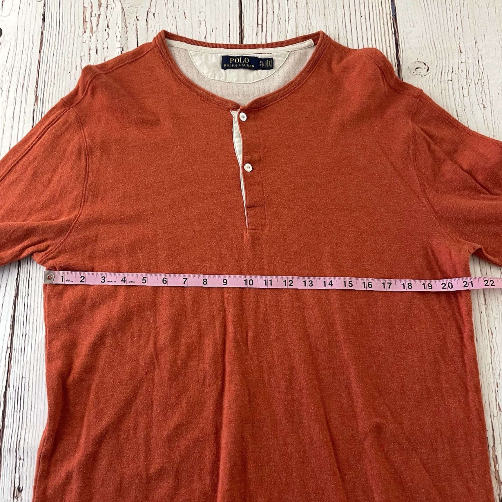 Polo Ralph Lauren Polo Ralph Lauren Long Sleeve Button-Up Henley Shirt XL Orange Mens Size US XL / EU 56 / 4 - 4 Thumbnail