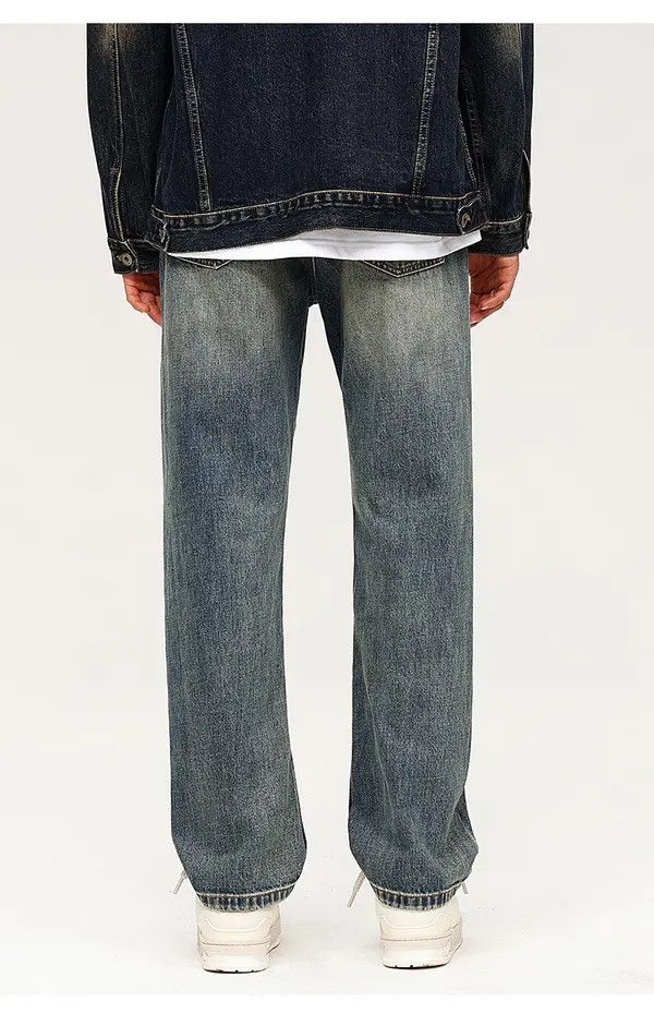 Japanese Brand Vintage distressed straight-leg men's washed loose jeans Size US 32 / EU 48 - 4 Thumbnail