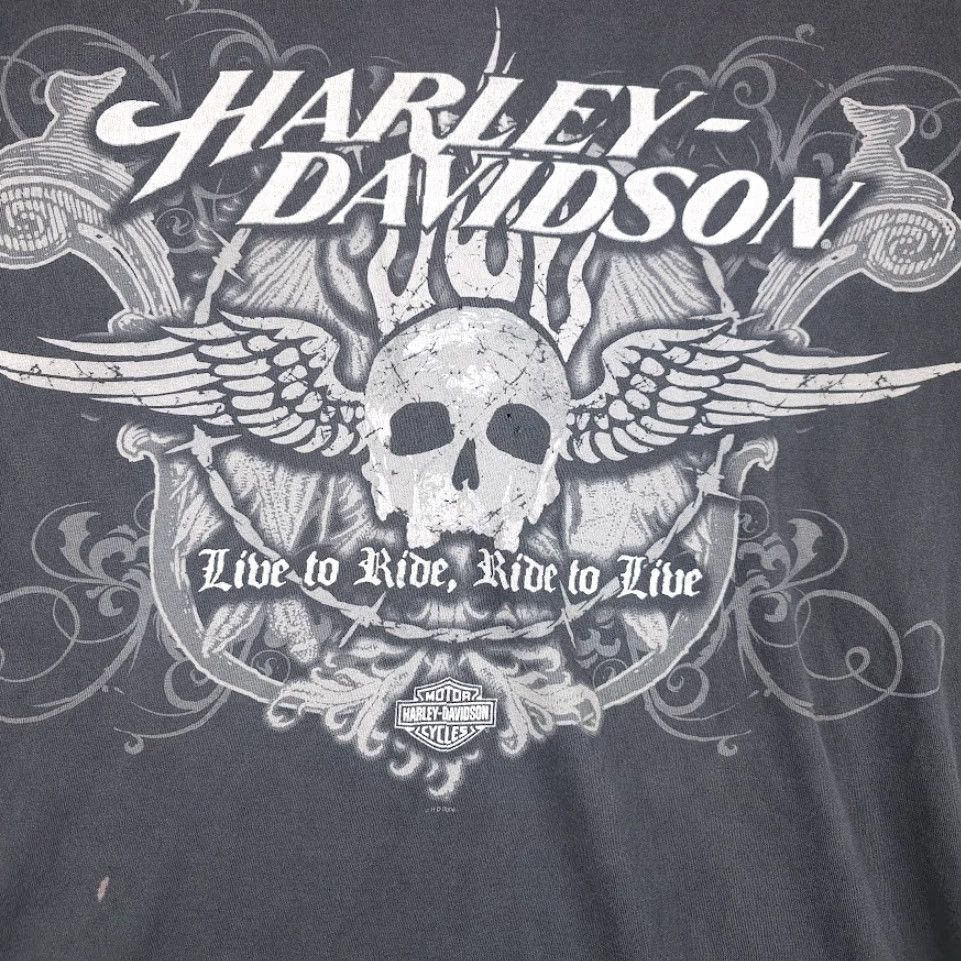 Harley Davidson VINTAGE Harley-Davidson T Shirt Mens XL Black Cotton Crew Neck Short Sleeve Double-Sided 2000s Y2K Twin Cities Blaine Minnesota GPS? Size US XL / EU 56 / 4 - 3 Thumbnail