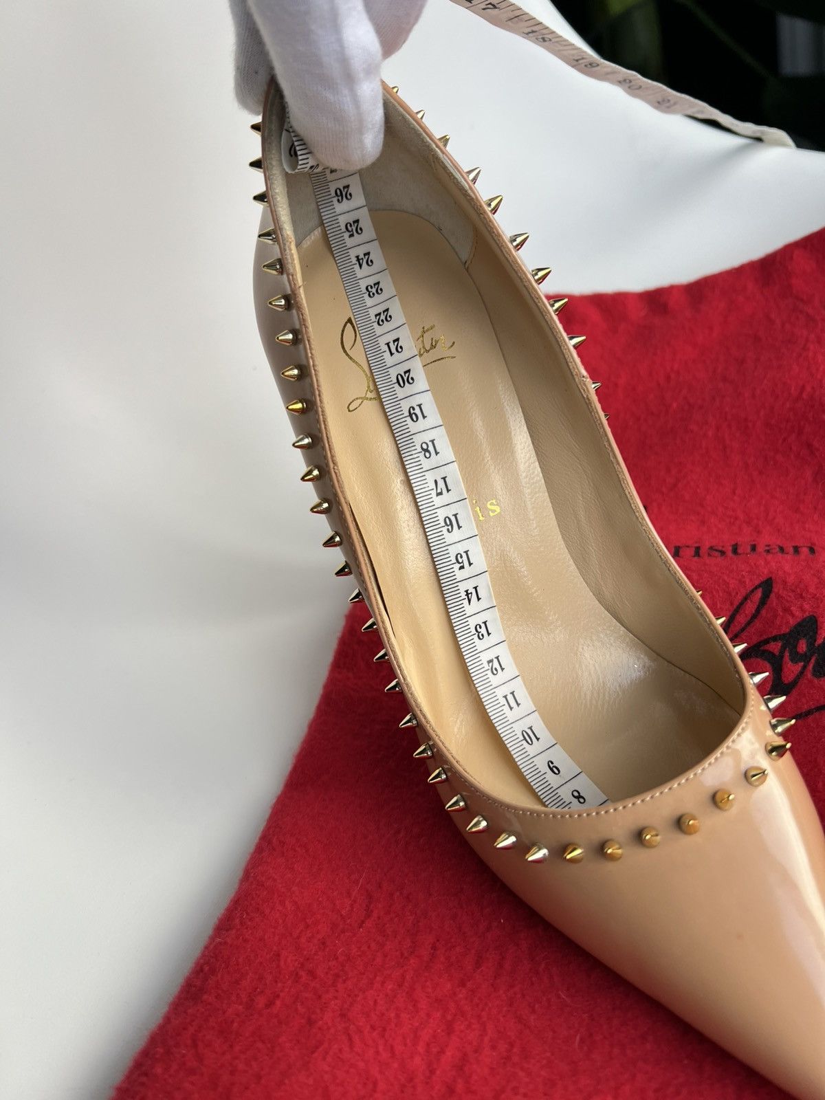 Christian Louboutin Christian Louboutin Nude Patent Spiked Heels Size 37 Size US 7 / IT 37 - 22 Thumbnail