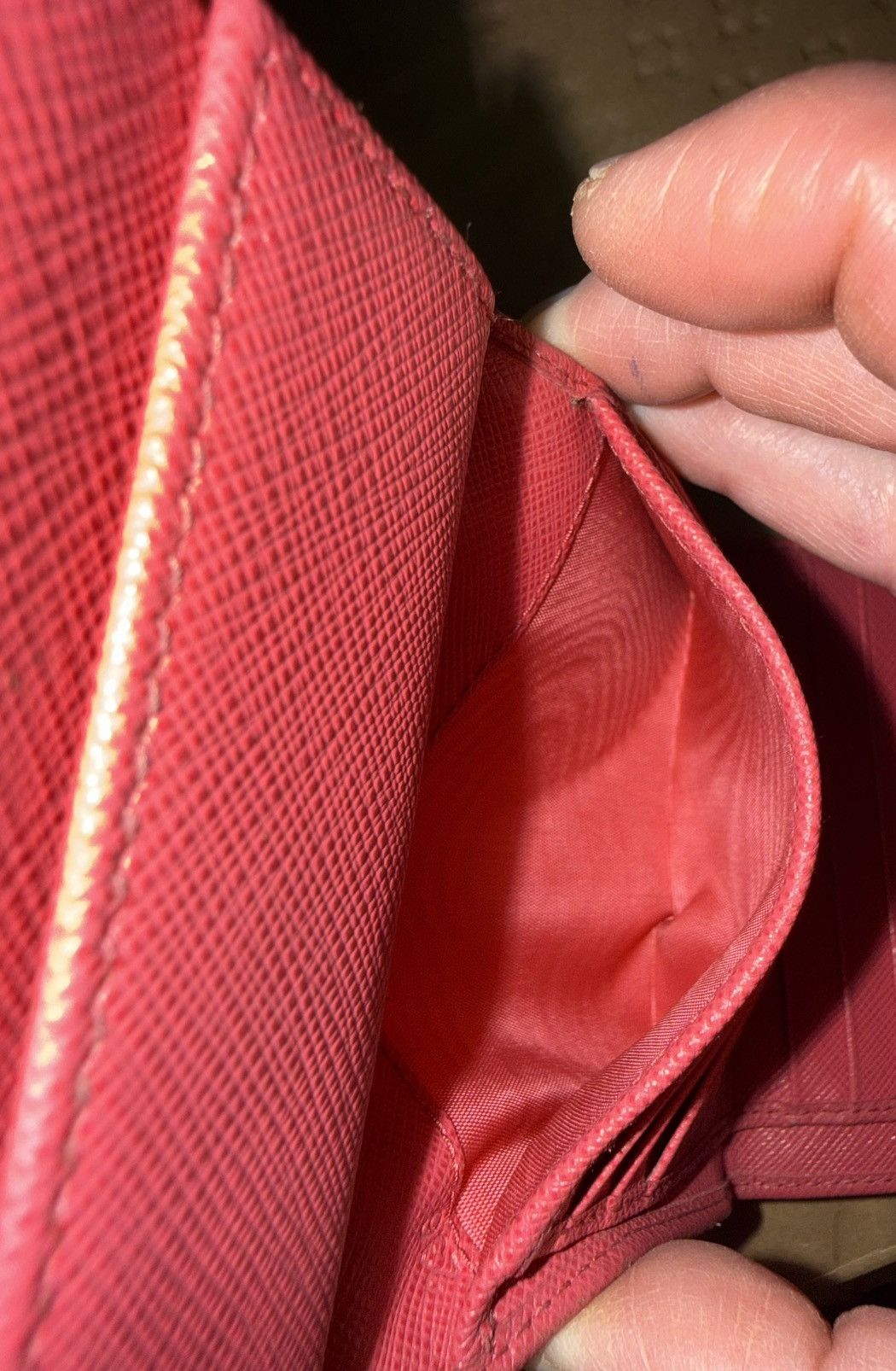Prada Prada Pink Saffiano tri-fold leather wallet w/ Gold Badge! Size ONE SIZE - 13 Thumbnail
