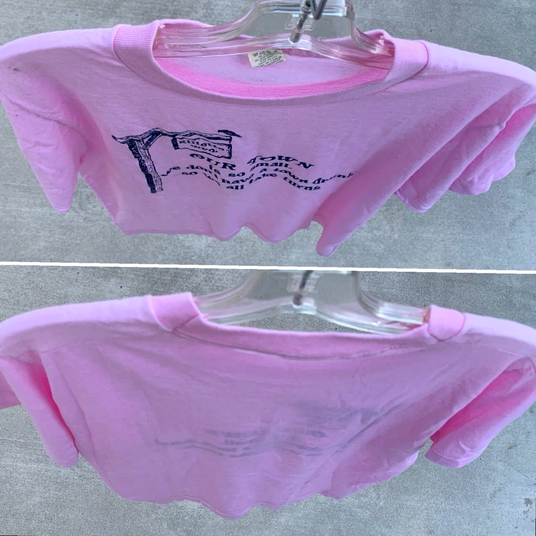 Vintage VINTAGE Screen Stars T-Shirt Mens L Pink 1980s Funny Our Town Is So Small We Dont Have A Town Drunk Graphic Print Cotton Blend Short Sleeve USA Size US L / EU 52-54 / 3 - 7 Thumbnail