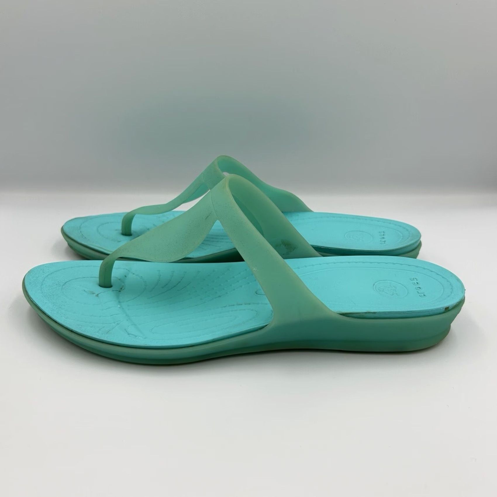 Crocs Crocs Rio Flip Sandal Women Teal 11 Thong Flat Comfort Lightweight Breathable Rubber Summer Beach Shoes Size US 11 / IT 41 - 4 Thumbnail
