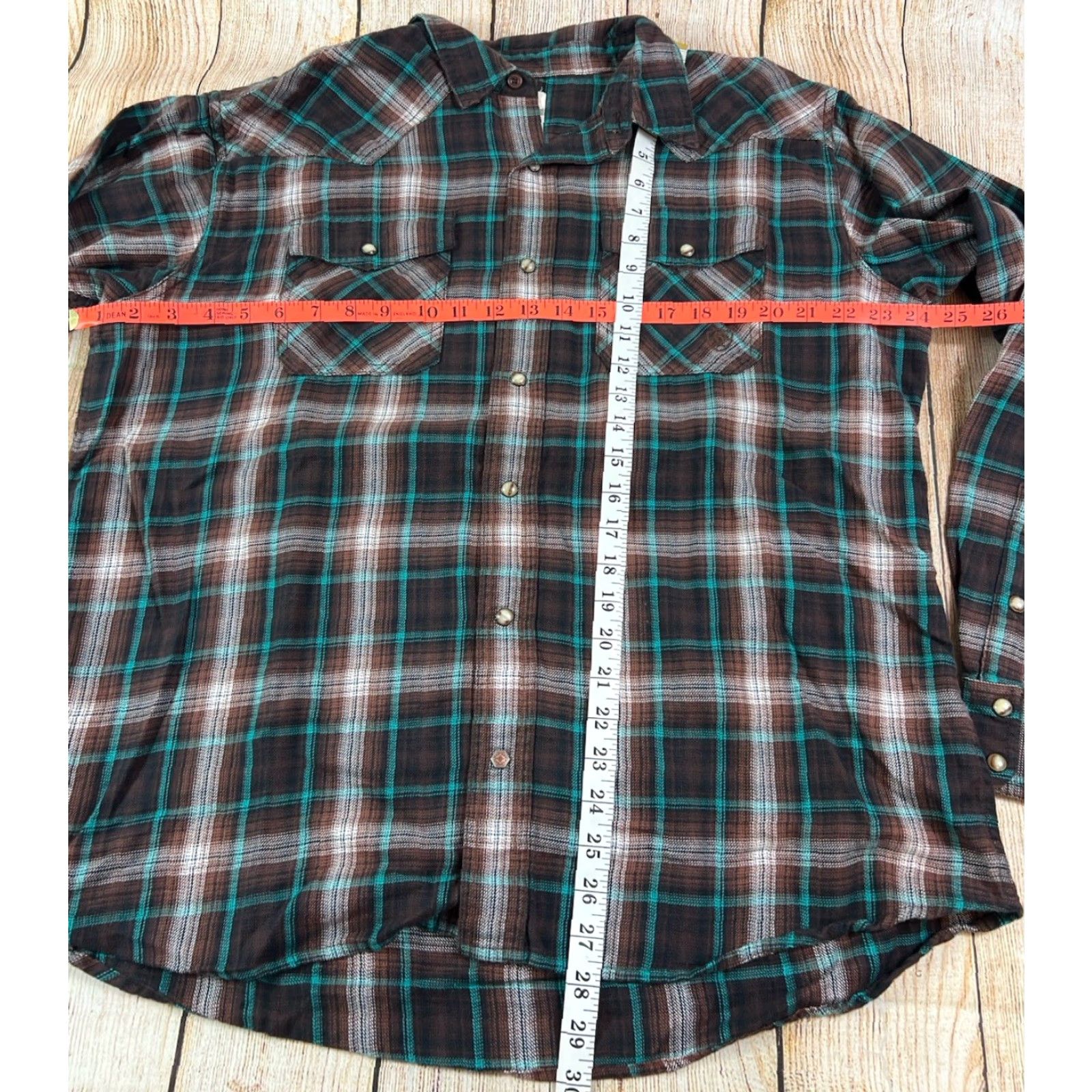 Ariat Ariat Shirt Plaid Western Brown Green Pearl Snap Retro Fit XL Mens Button-Up Long Sleeve Collared Pocket Size US XL / EU 56 / 4 - 5 Thumbnail