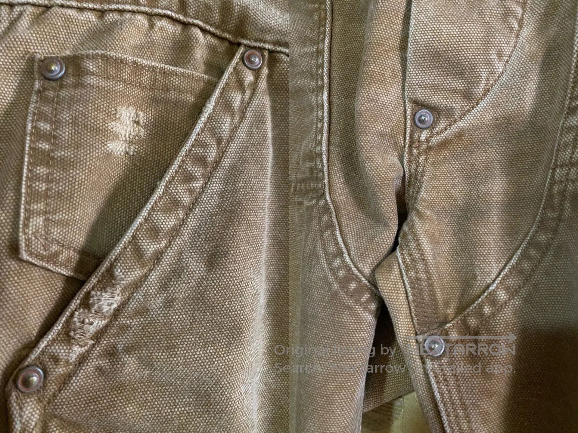 RRL Ralph Lauren khaki canvas work pants with distressed details. Size US 34 / EU 50 - 4 Thumbnail