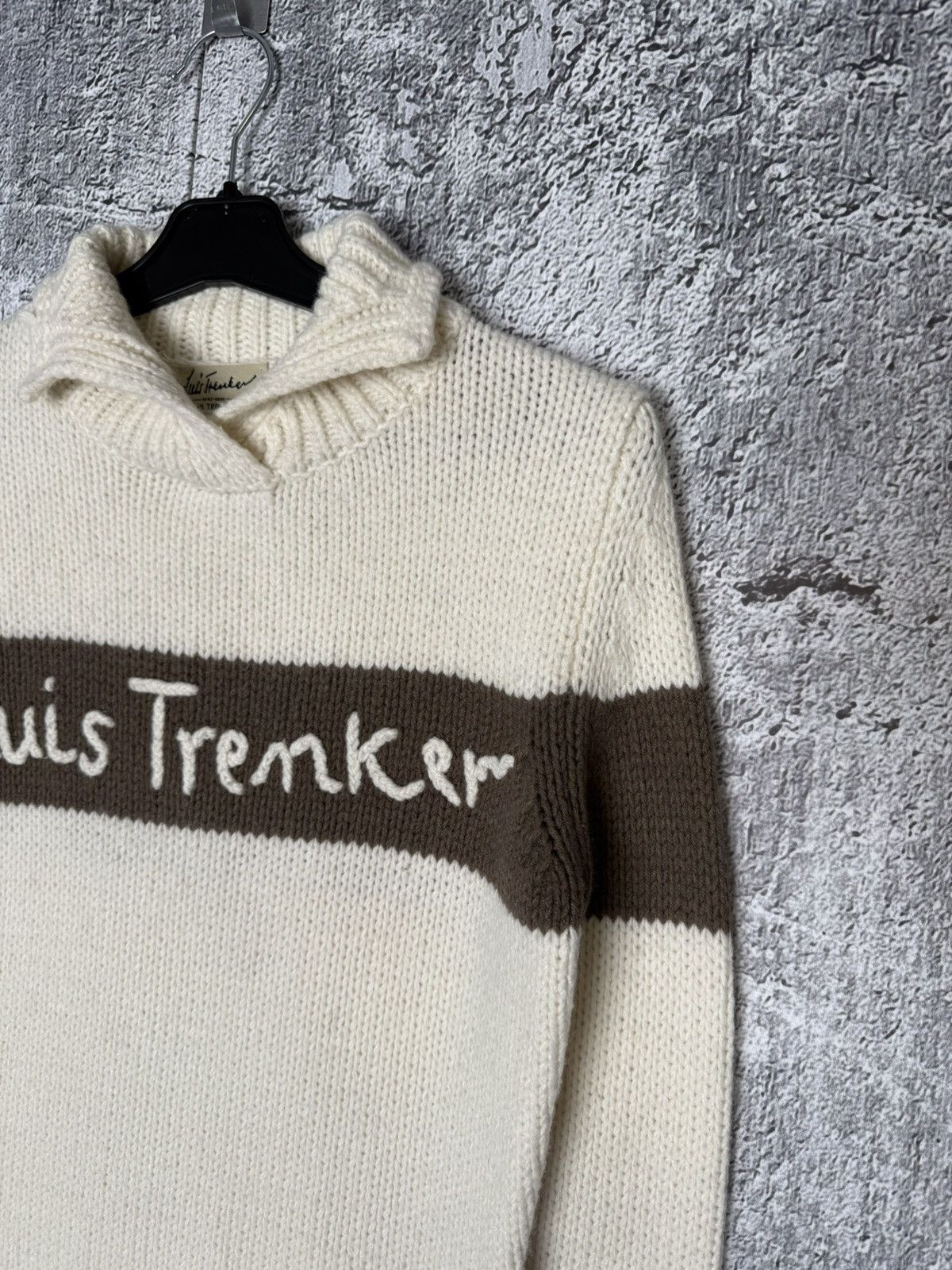 Vintage Luis Trenker Cream Wool Blend Knitted Shawl Collar Sweater Size XS / US 0-2 / IT 36-38 - 3 Thumbnail