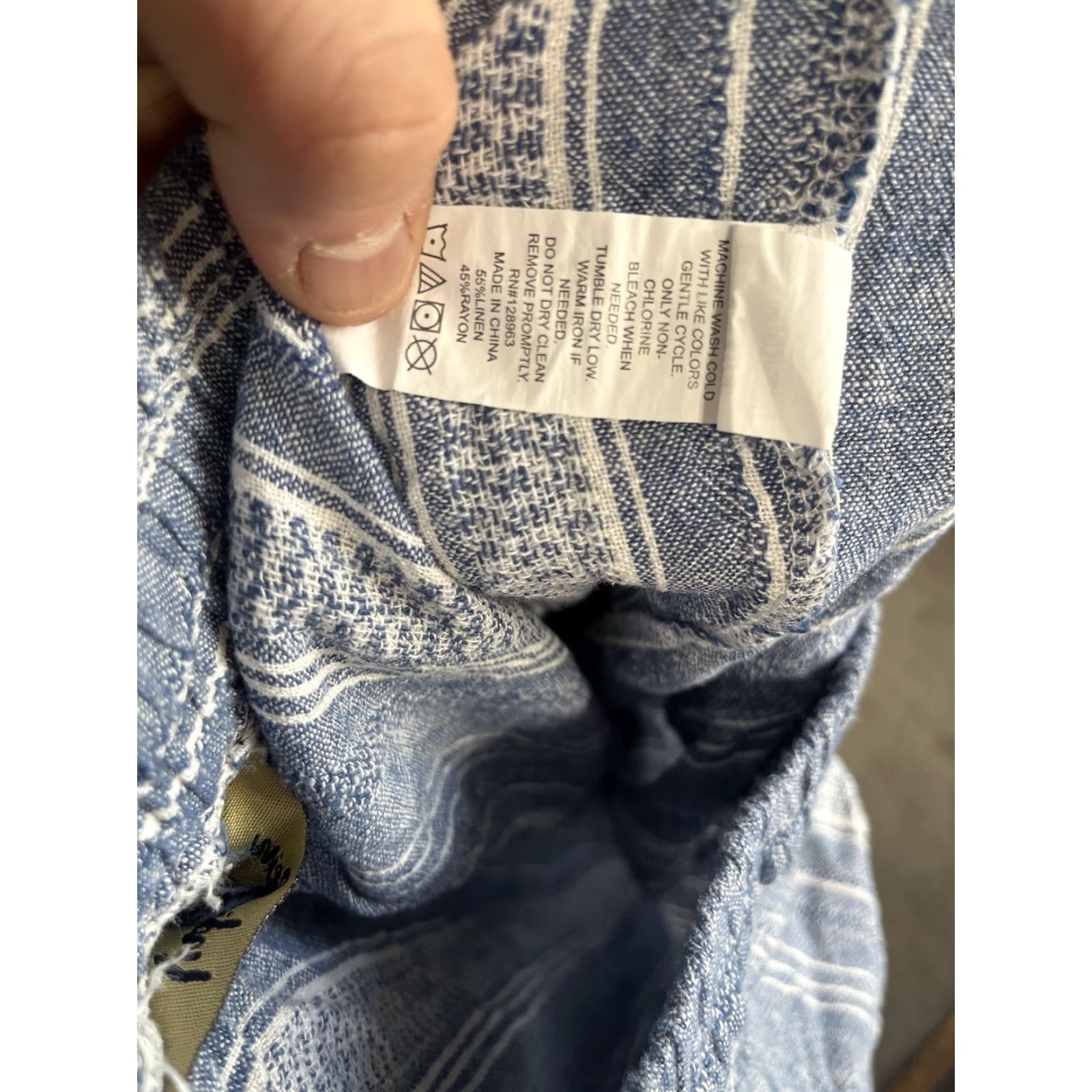 Vintage Indigo Rein High Rise Linen Blend Striped Joggers Blue White Juniors L Pants Women Casual Size 36" / US 14 / IT 50 - 6 Thumbnail