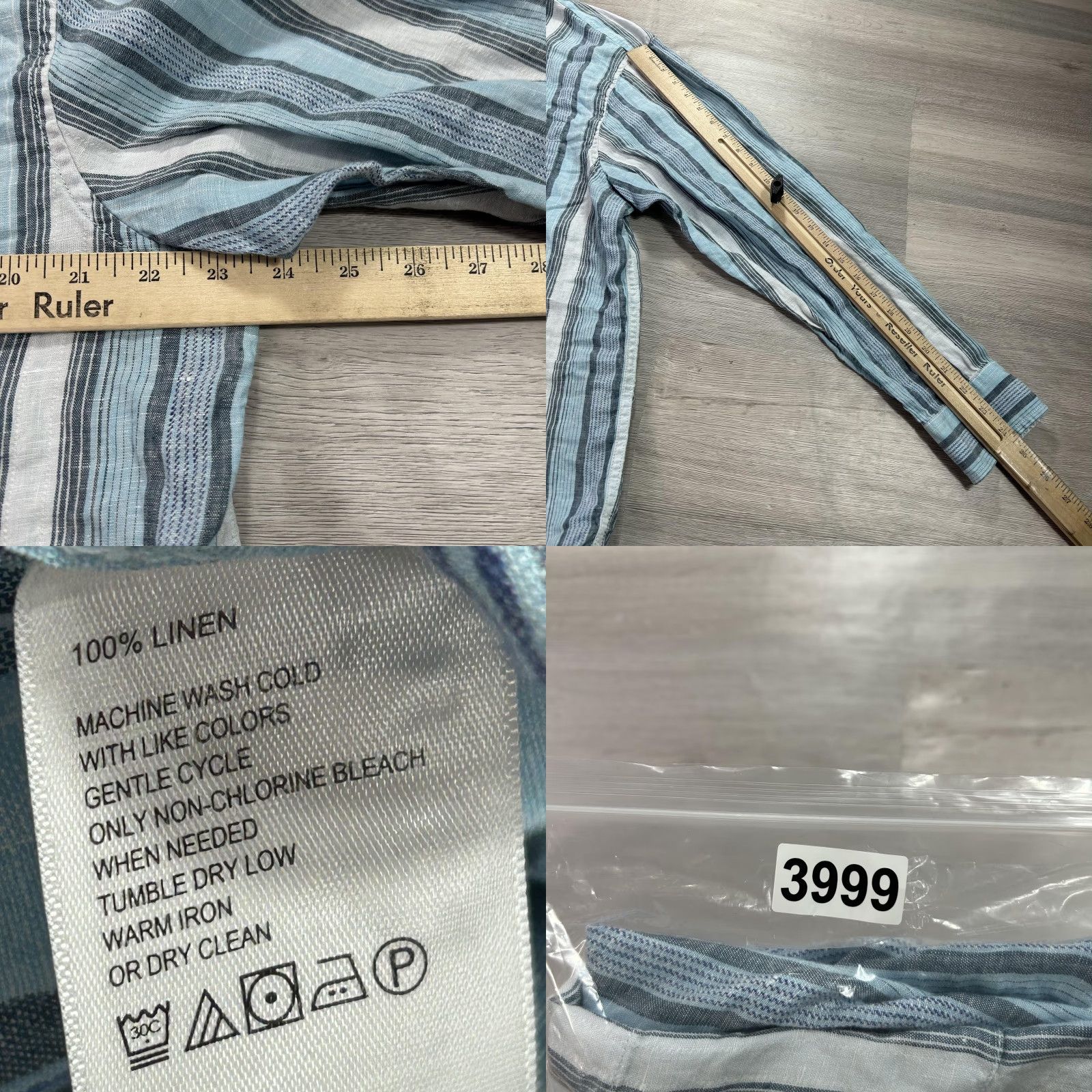 Tommy Bahama Tommy Bahama Shirt Mens Large 100% Linen Blue Stripe Button Front Casual Size US L / EU 52-54 / 3 - 8 Thumbnail