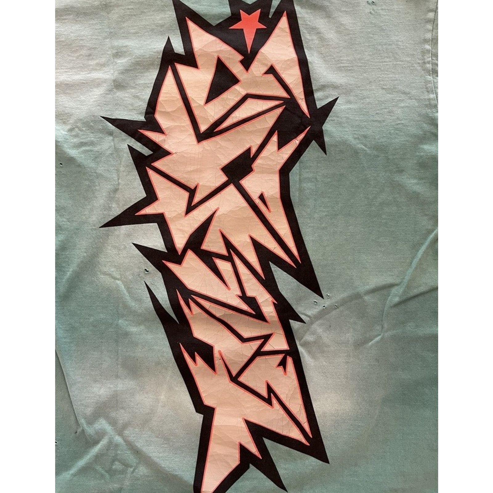 HELLSTAR Size L - Hellstar Crack Print Faded Distressed Green Shirt Size US L / EU 52-54 / 3 - 5 Thumbnail
