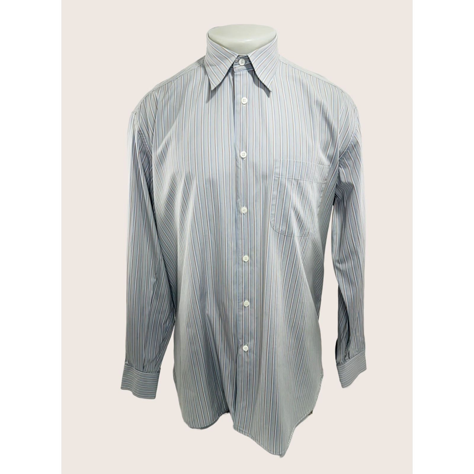 Salvatore Ferragamo Salvatore Ferragamo Mens XL Striped Button-Up Shirt Size US XL / EU 56 / 4 - 1 Thumbnail