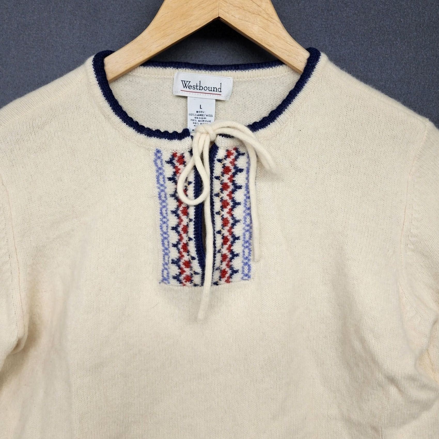 Vintage VINTAGE Westbound Sweater Womens Large 100% Lambswool Nordic Fair Isle Japan Size L / US 10 / IT 46 - 7 Thumbnail