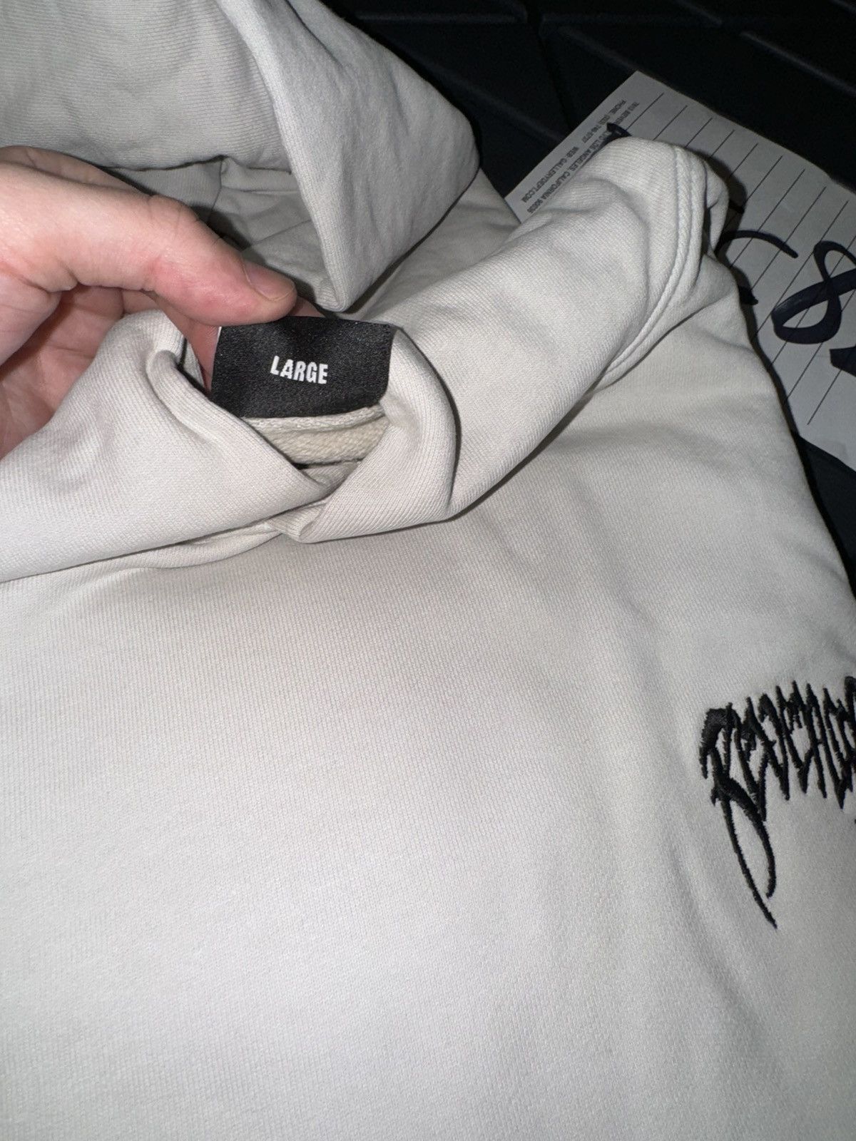 Revenge Revenge Black Embroidered Basic Hoodie Cement Size US L / EU 52-54 / 3 - 3 Thumbnail