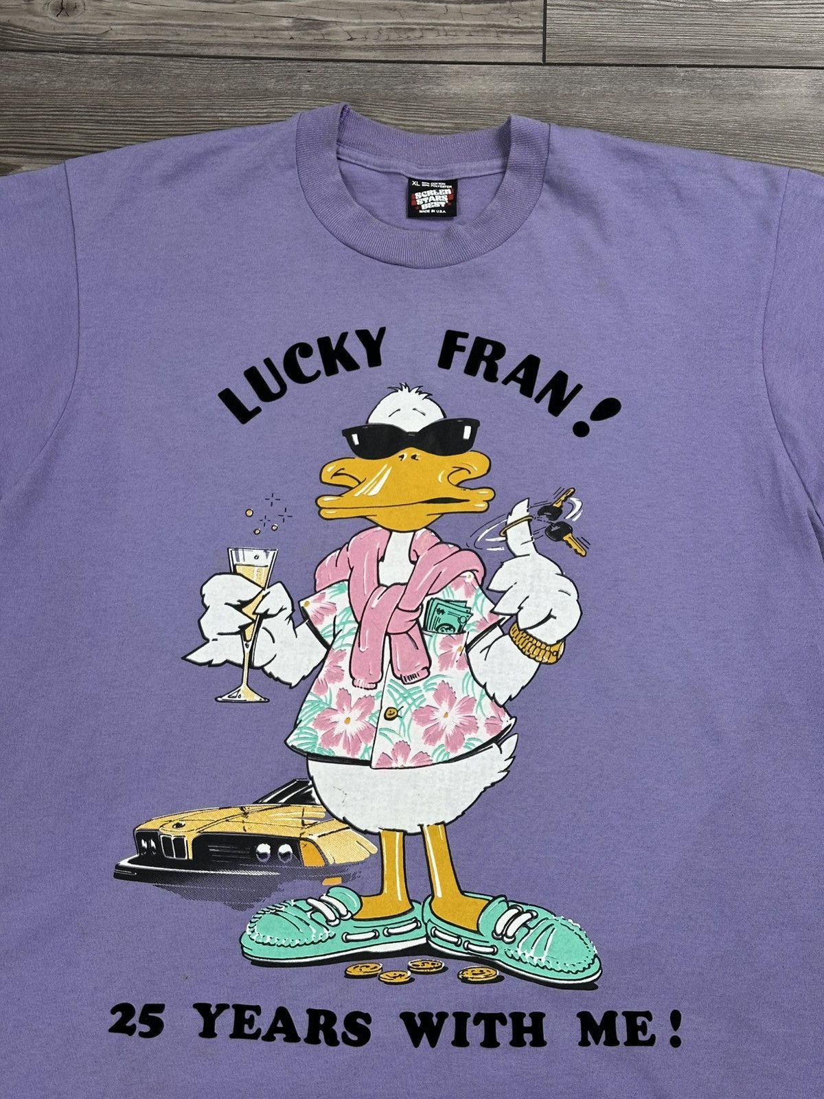 Vintage Vintage 80’s “Lucky Fran! 25 Years With Me! Duck T Shirt Size US XL / EU 56 / 4 - 2 Thumbnail