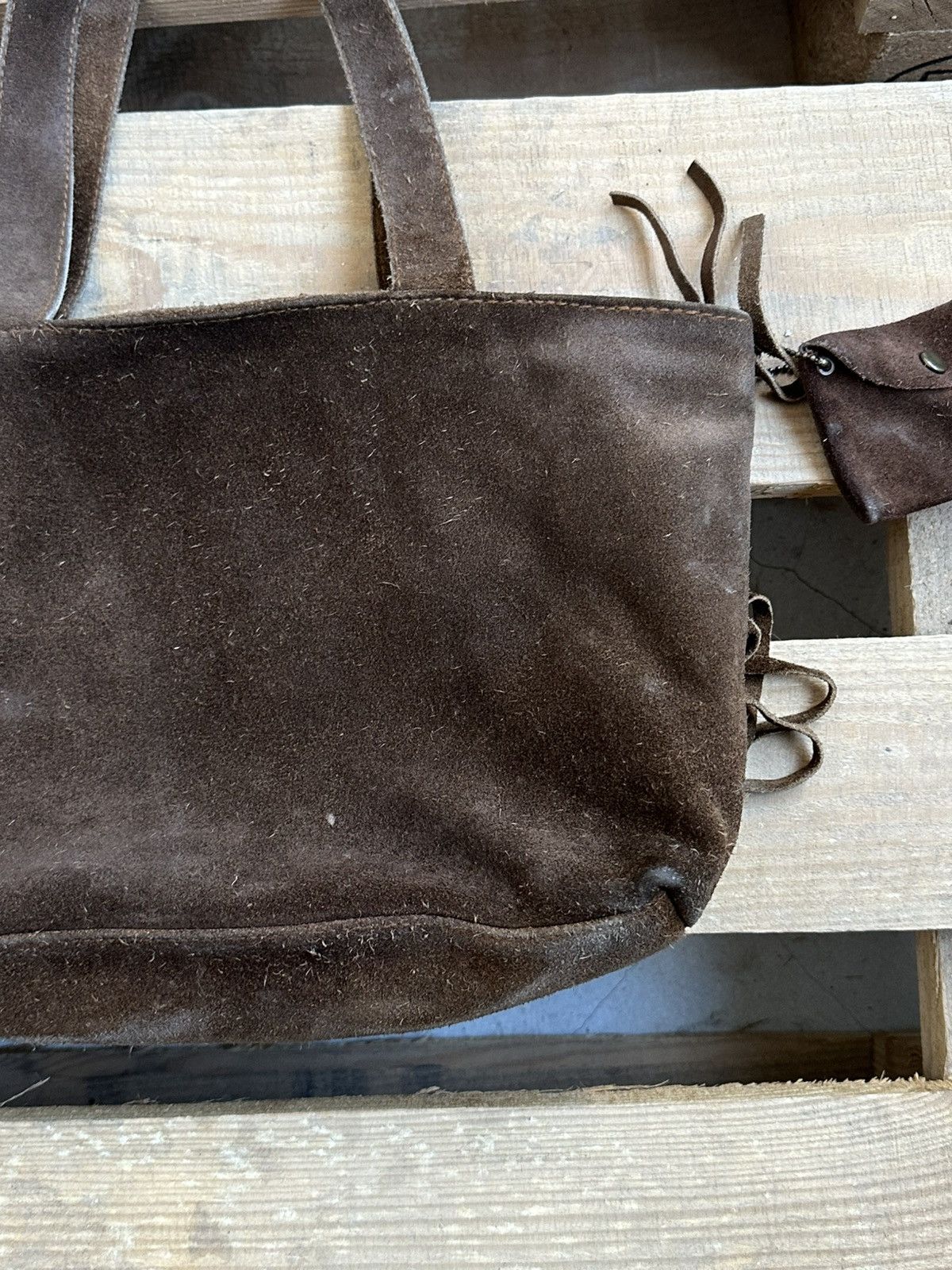 If Six Was Nine Vintage Suede Brown Fringe Western Handle Bag Size ONE SIZE - 10 Thumbnail