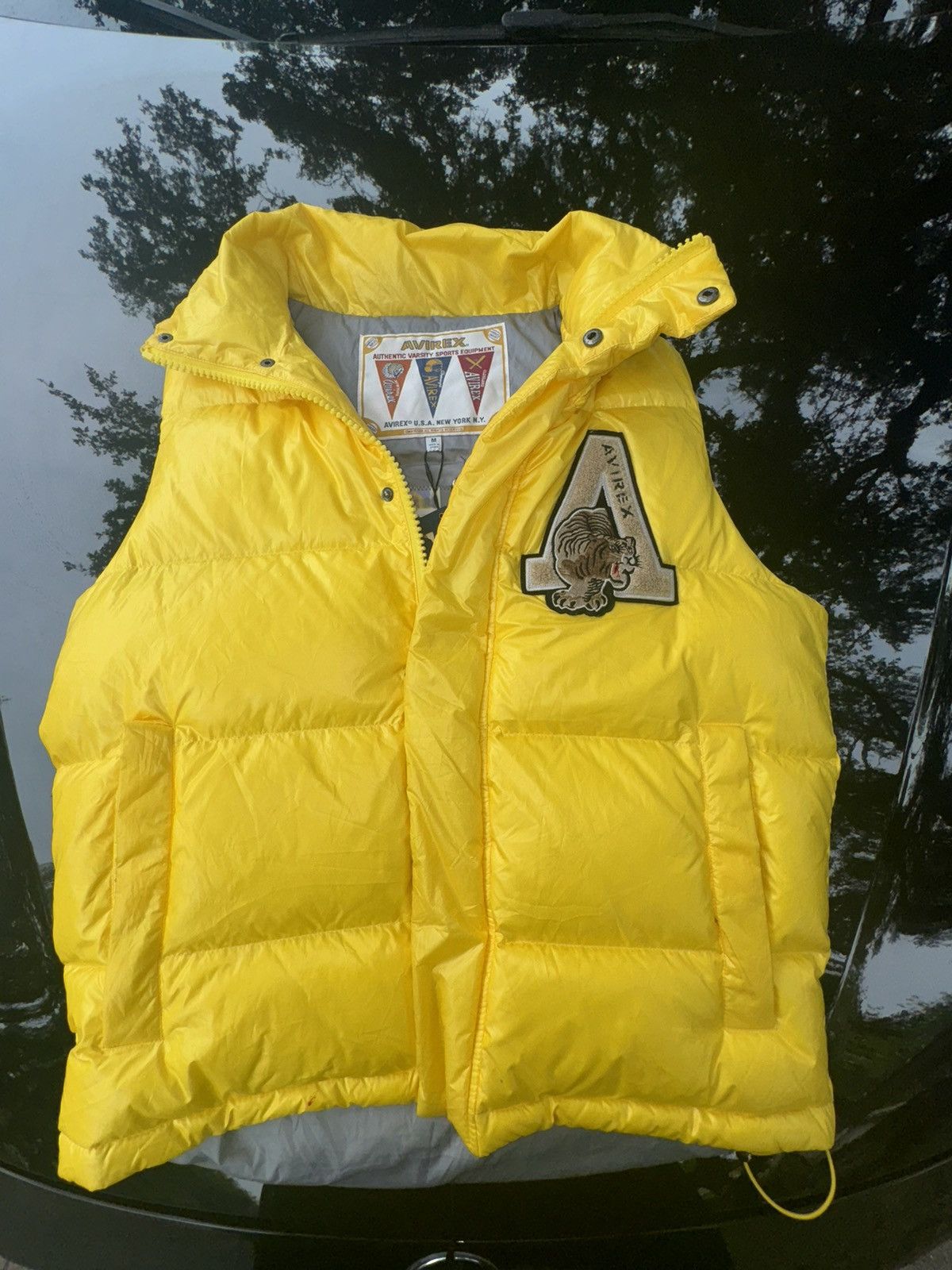 image of Avirex Sleeveless Puffer in Yellow, Men's (Size Medium)