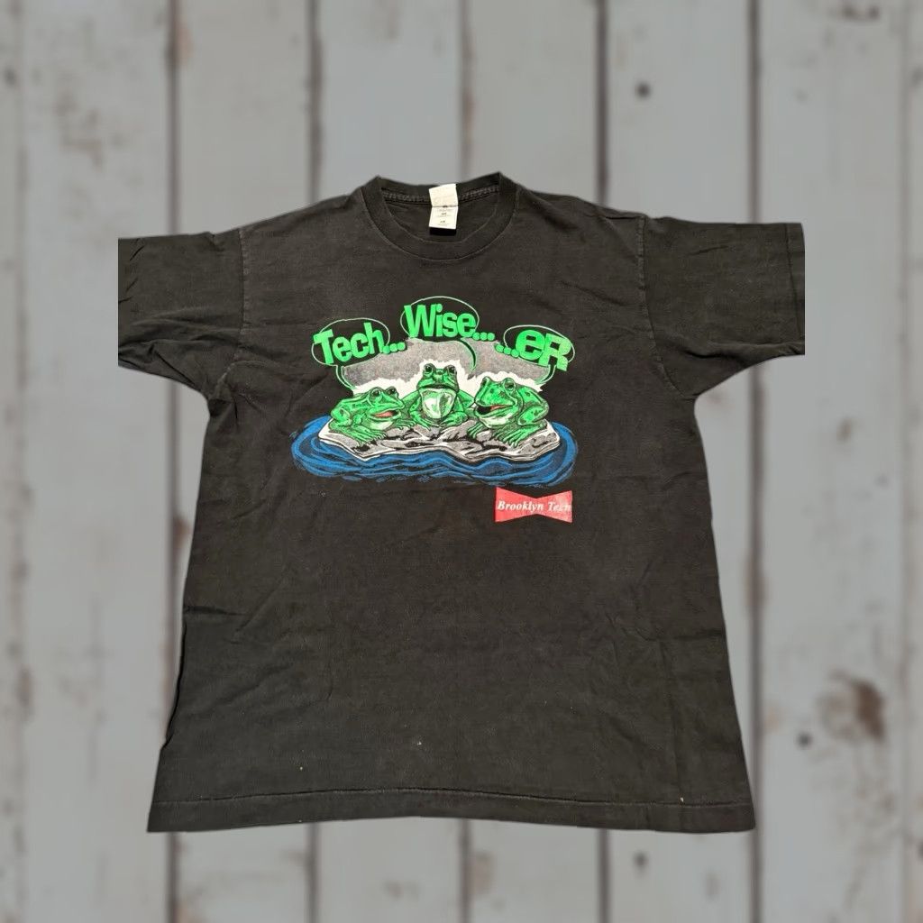Fruit Of The Loom VINTAGE Brooklyn Tech T-Shirt - Tech Wise Er Parody Budweiser Frogs - XL - Black - Short Sleeve - Unisex - Graphic Tee - Fruit of the Loom - 1990s Size US XL / EU 56 / 4 - 1 Thumbnail