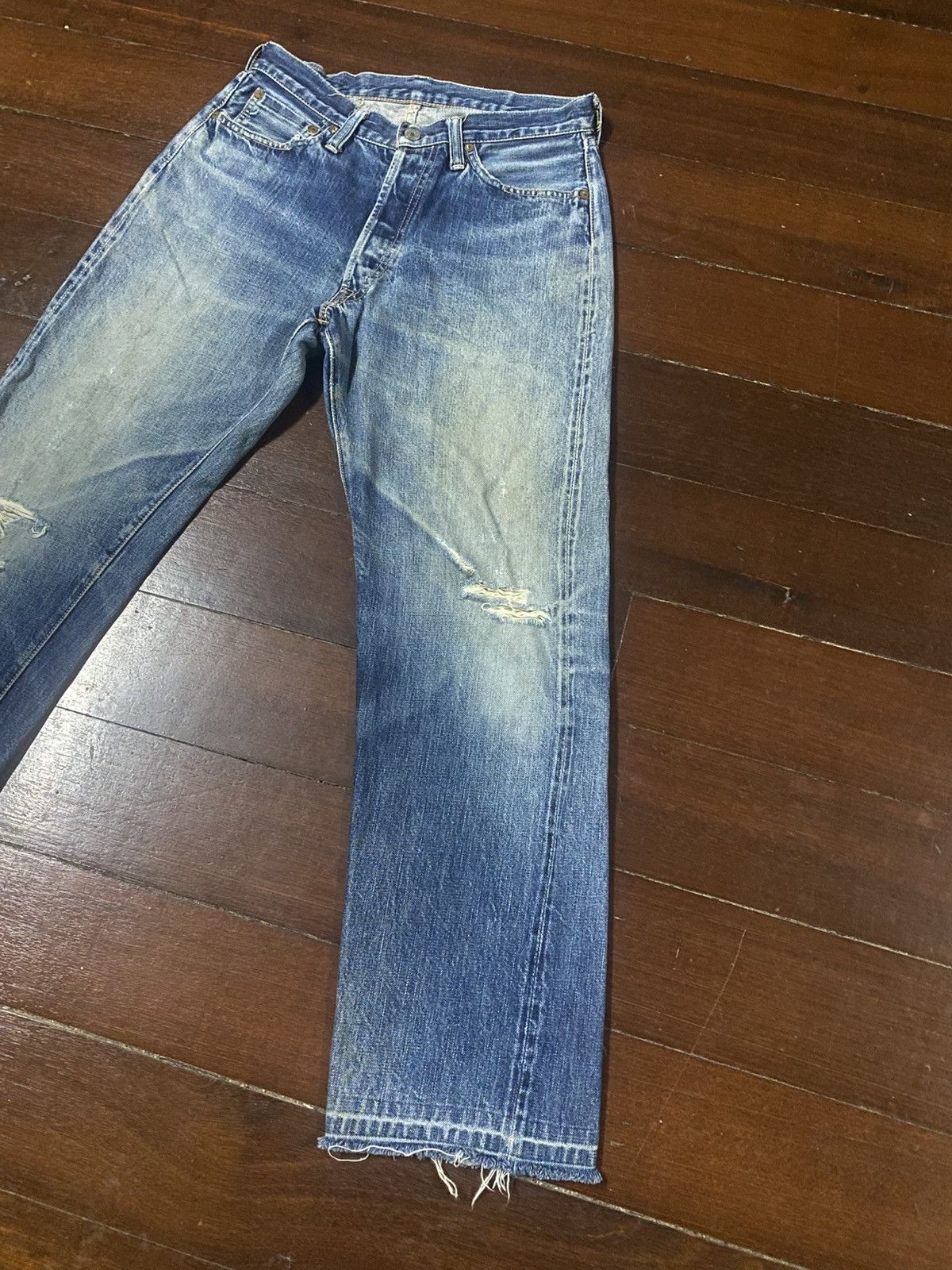 Full Count & Co. vintage full count selvedge distressed mud wash denim pants Size US 30 / EU 46 - 3 Thumbnail