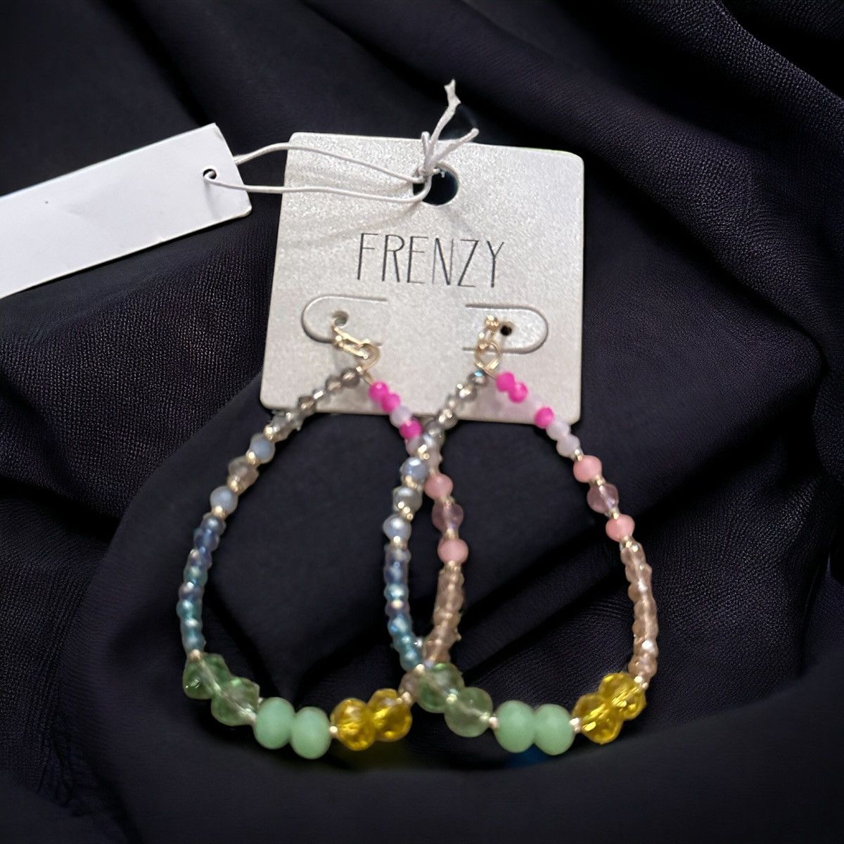 Other Frenzy multicolor beaded teardrop dangle hoop earrings Size ONE SIZE - 1 Thumbnail
