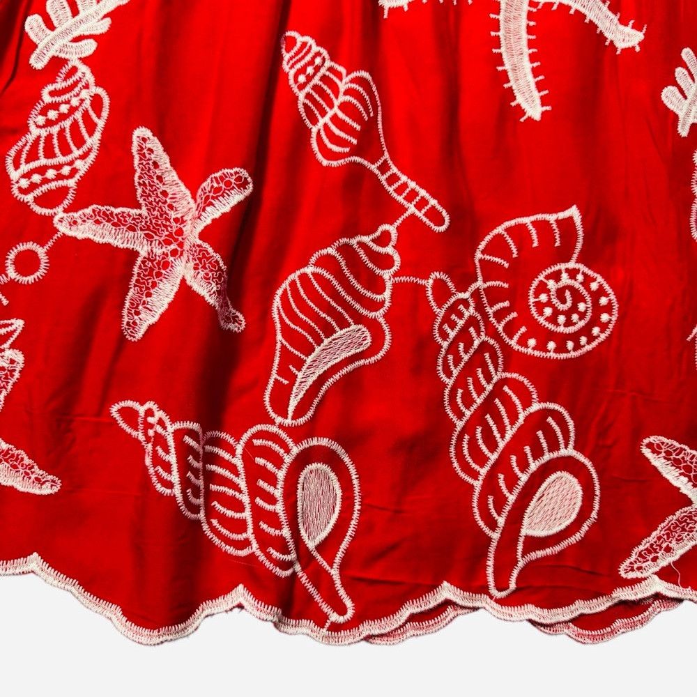 Other NWT New Laffair Red Embroidered Layered Maxi Skirt Size L Size 36" / US 14 / IT 50 - 3 Thumbnail