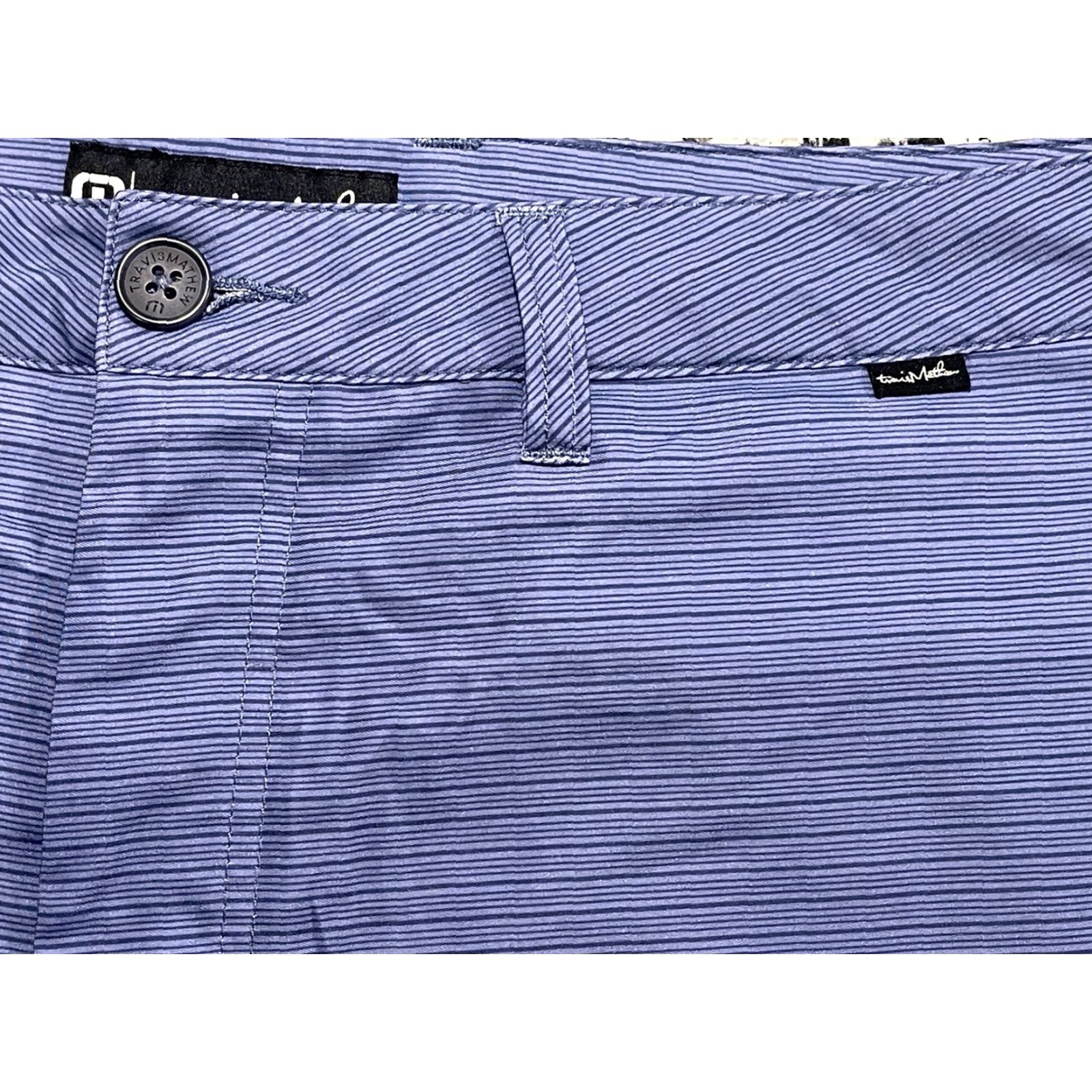 TravisMathew Travis Mathew Chino Shorts Men Blue 39 Waist Lightweight Casual Golf Regular Size 38 39in Pockets Striped Outdoor Mens Size US 39 - 3 Thumbnail