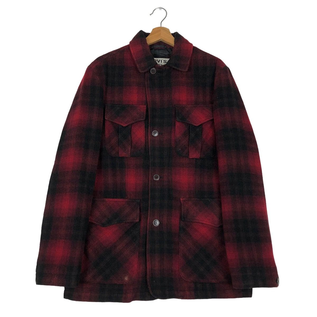 Japanese Brand 🔥VINTAGE LEVI FLANNEL WOOL JACKET TARTAN DESIGN PUNK STYLE Size US M / EU 48-50 / 2 - 1 Thumbnail