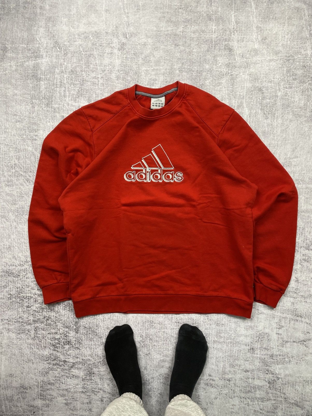 Adidas × Vintage Vintage baggy red central logo Adidas sweatshirt Size US L / EU 52-54 / 3 - 1 Thumbnail