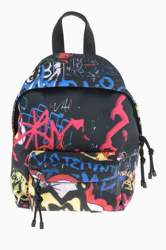 Pre-owned Vetements Front Pocketed Graffiti Mini Backpack In Black