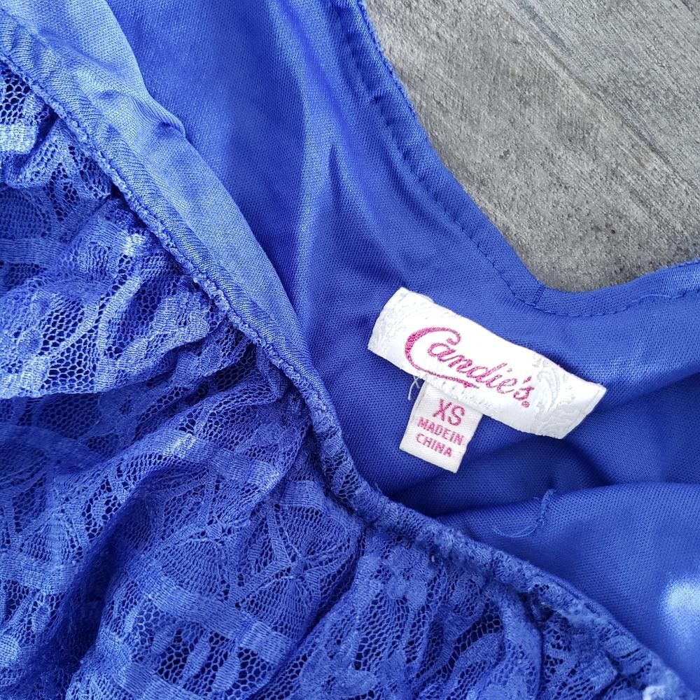 Designer Blue Laced Candie's Babydoll Boho Mini Size XS / US 0-2 / IT 36-38 - 3 Thumbnail