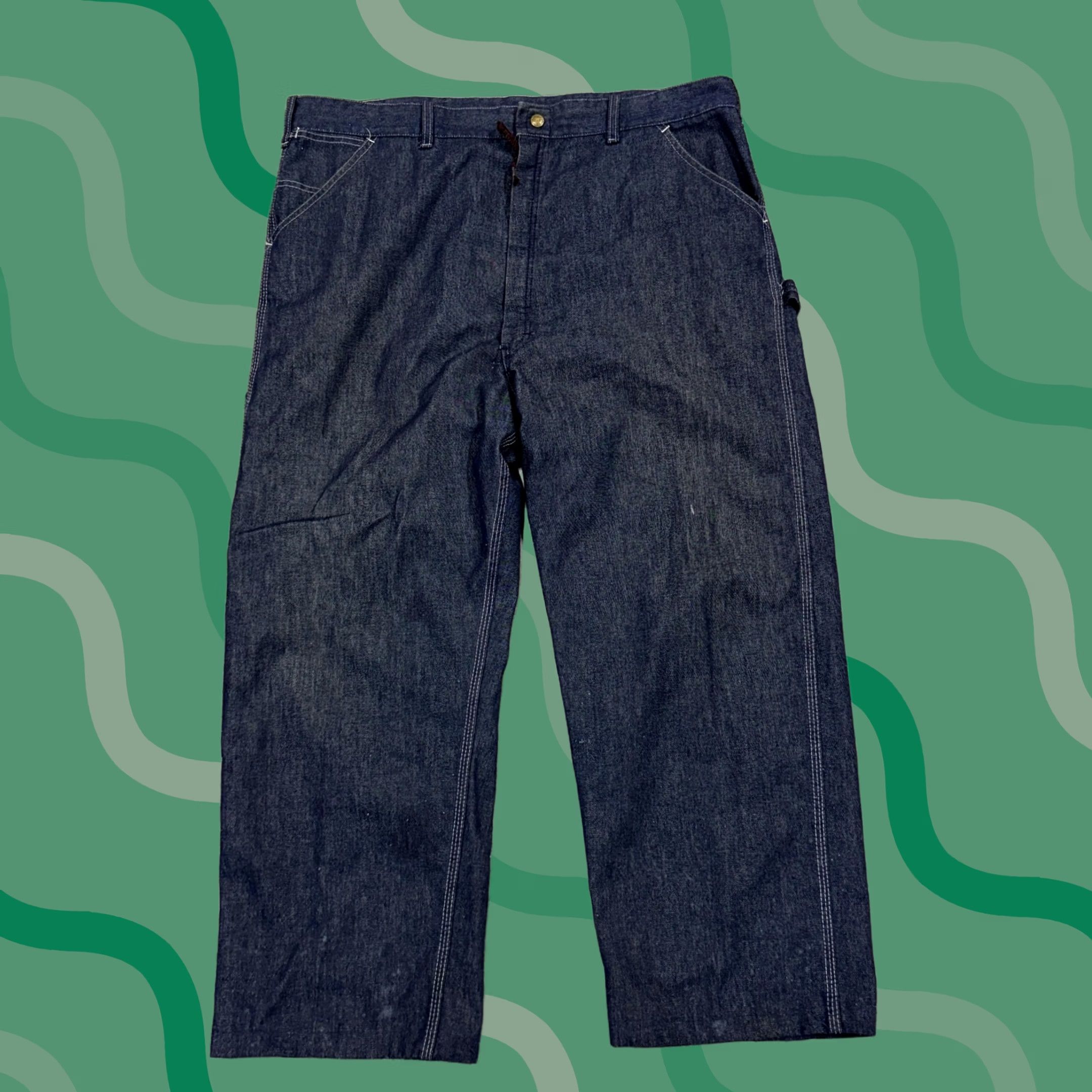 Sears VINTAGE Sears Jeans Mens 42x30 Blue Perma-Prest Workwear Straight Carpenter 70s Jeans Mens Blue 42x30 Vintage Sears Size US 42 / EU 58 - 1 Thumbnail