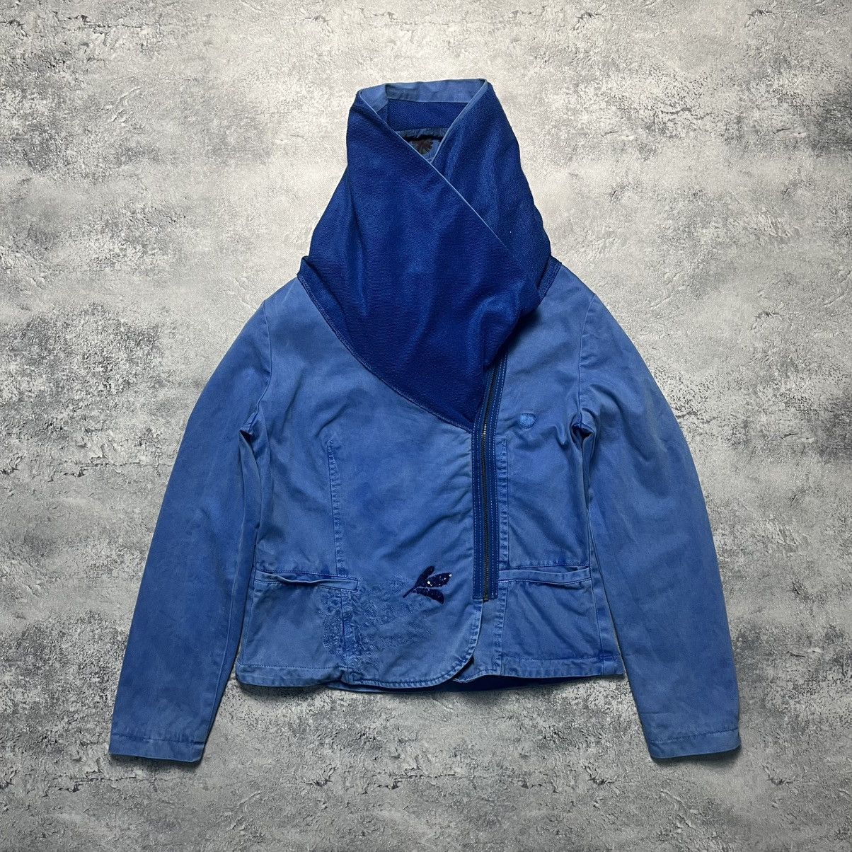 Desigual × Japanese Brand × Vintage Desigual Cropped Art Blue Jacket Avant-Garde Luxury Size M / US 6-8 / IT 42-44 - 2 Thumbnail