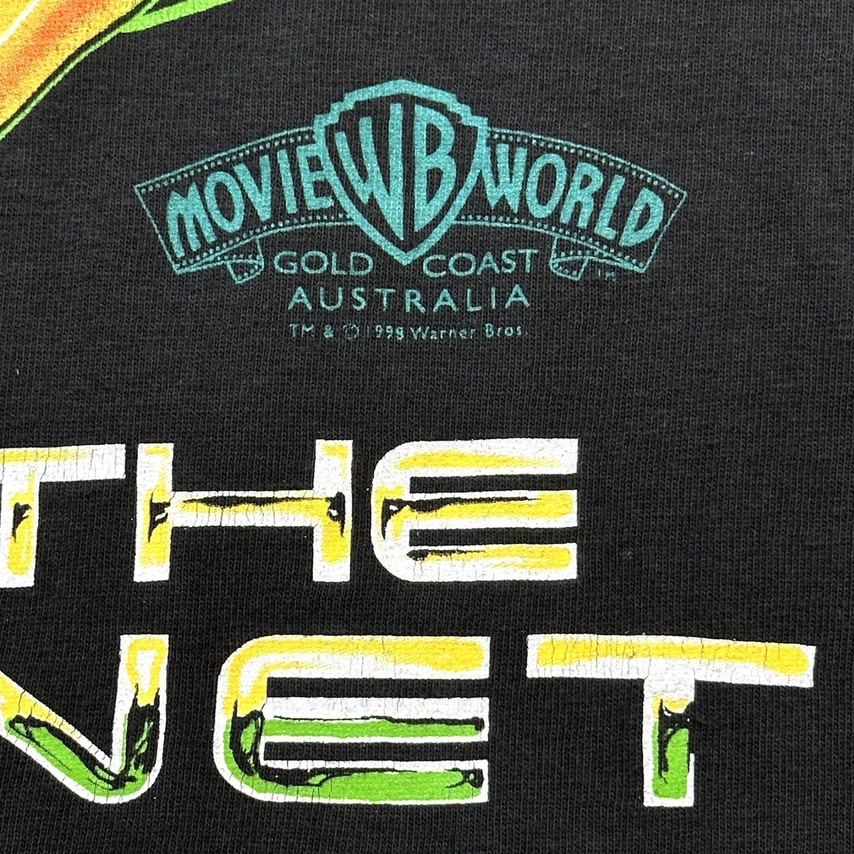 Vintage VINTAGE Warner Bros Shirt Mens Small Black Daffy Duck Movie World 90s Cartoon Graphic Print T-Shirt Size US S / EU 44-46 / 1 - 4 Thumbnail