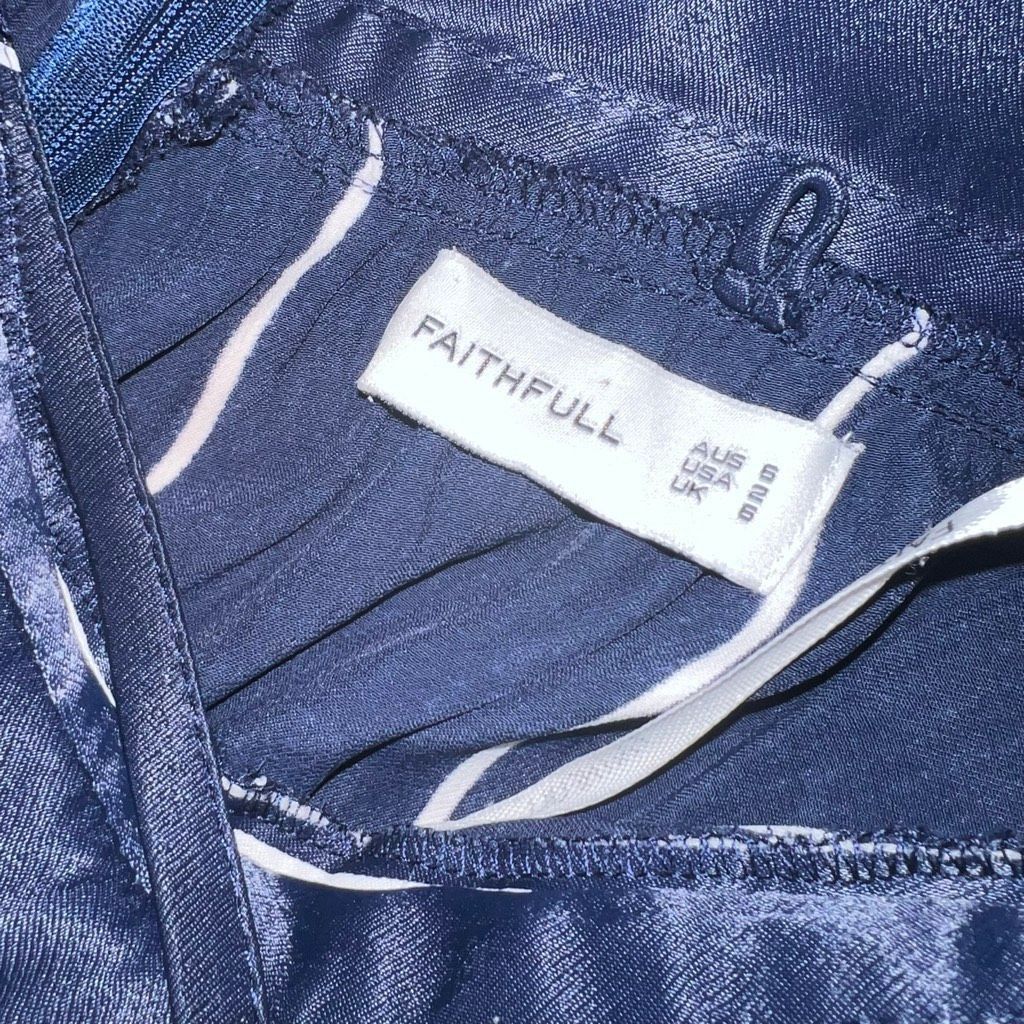 FAITHFULL Faithfull the Brand Riley Riptide Stripe Navy Silky Wide Leg Jumpsuit Women’s 2 Size 26" / US 2 / IT 38 - 8 Thumbnail