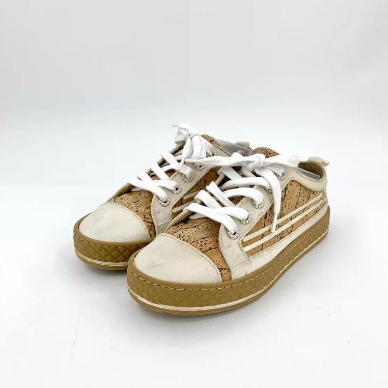 Chanel Chanel Yellow side logo horizontal cork stitching lace-up c Size US 6.5 / IT 36.5 - 1 Thumbnail