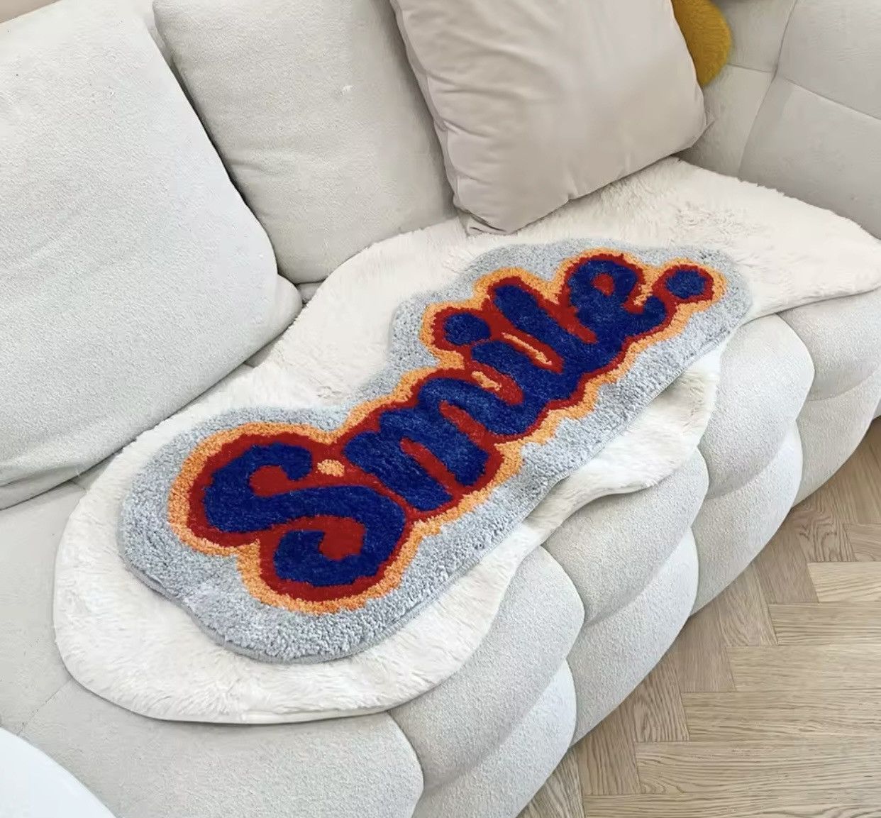 Japanese Brand Letter Element Smile Flocking Rug Size ONE SIZE - 3 Thumbnail