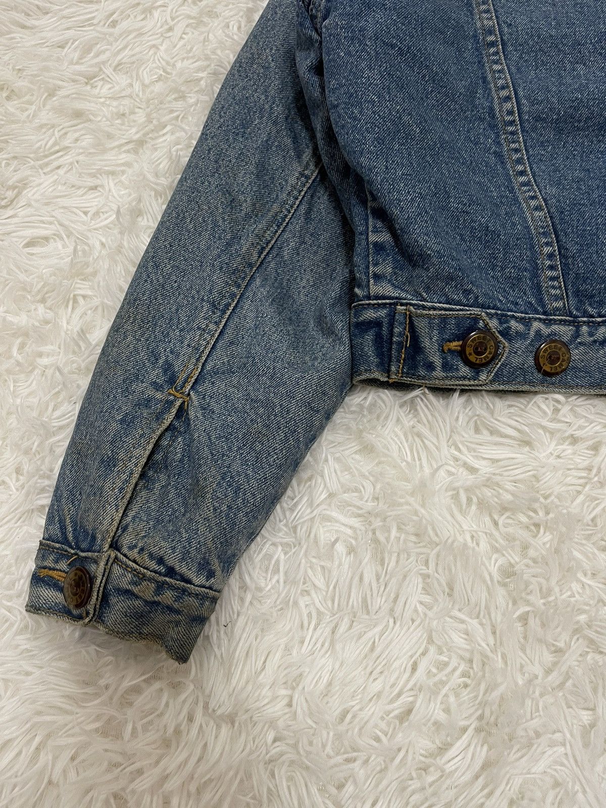 Vintage Sweet Camel Sherpa Lined Button Toggle Croped Denim Jacket Size M / US 6-8 / IT 42-44 - 8 Thumbnail