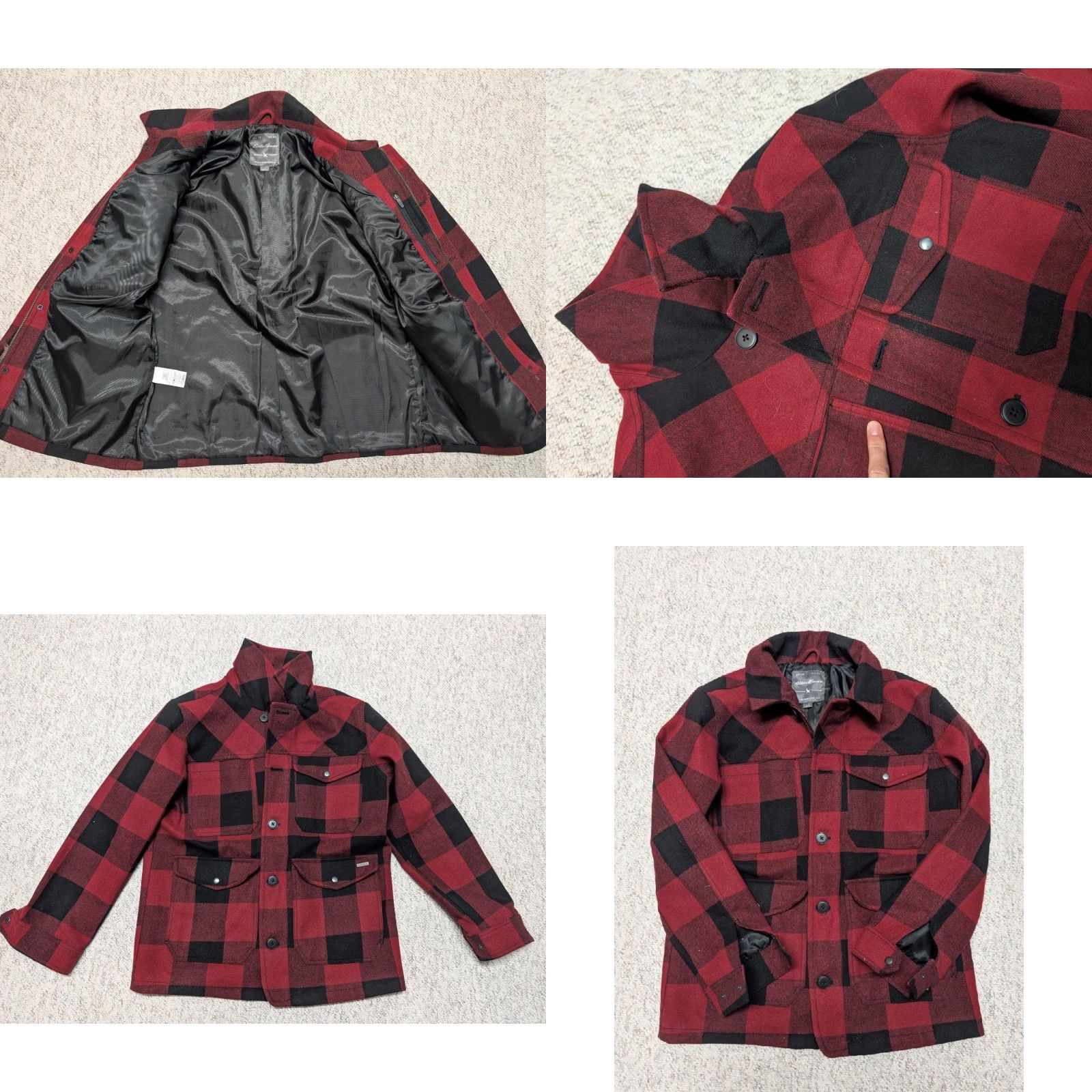 Eddie Bauer VINTAGE Eddie Bauer Men Coat Wool Blend Buffalo Plaid Parka L Chest 44 in Red/Black wool blend field coat Size US L / EU 52-54 / 3 - 8 Thumbnail