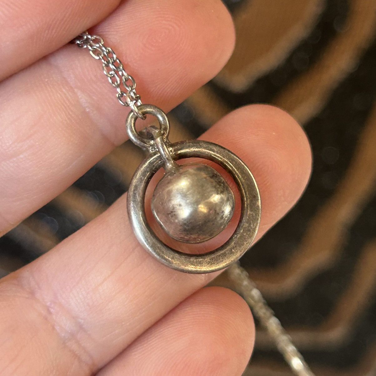 Handmade Handcrafted planetary silver pendant on chain necklace Size ONE SIZE - 1 Thumbnail