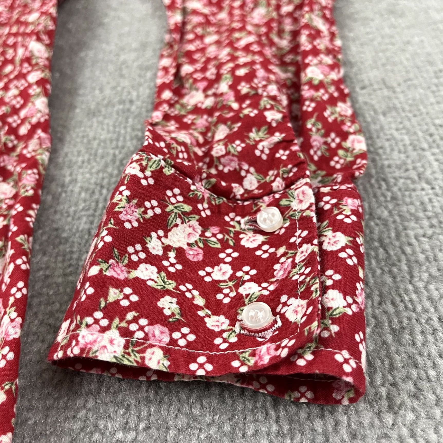 Vintage Vintage Sundance Women's Floral Ruffled Button-Up Shirt Large Red Cottagecore Cross-Seasonal Size L / US 10 / IT 46 - 7 Thumbnail